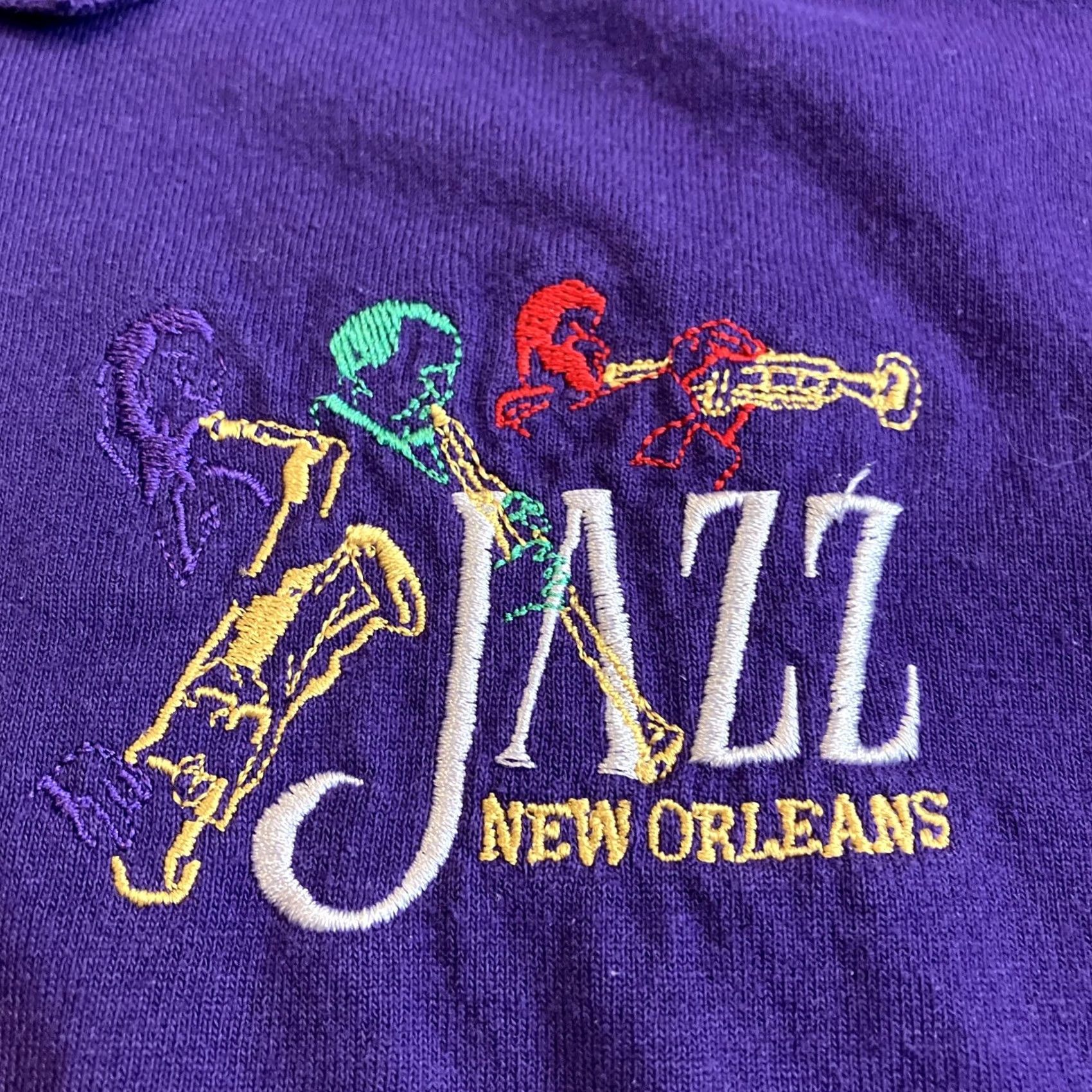 Gildan VINTAGE JAZZ NEW ORLEANS Golf Polo Embroidered Purple Muscle Sleeve XL Men Size US XL / EU 56 / 4 - 2 Thumbnail