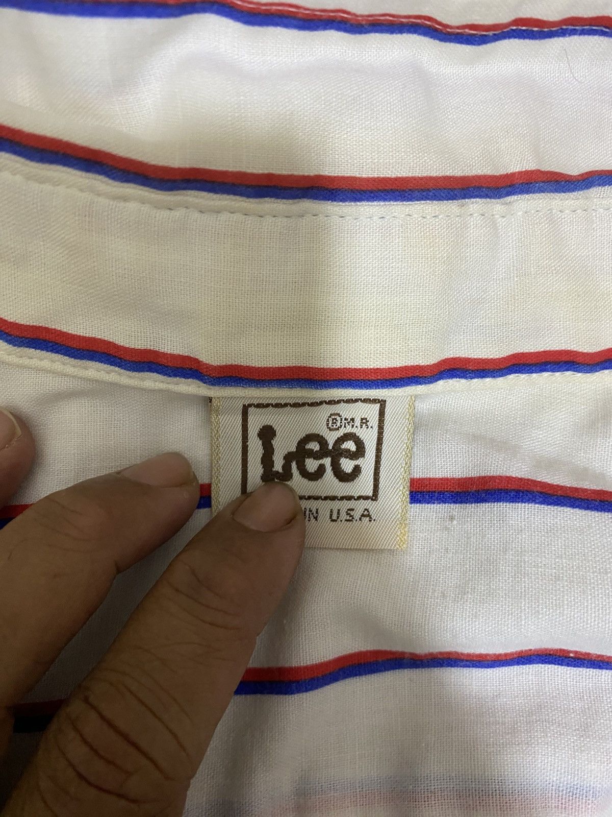 Lee Vintage 1970s Lee Striped Shirt – Made in USA Selvedge Fabri Size US L / EU 52-54 / 3 - 3 Thumbnail