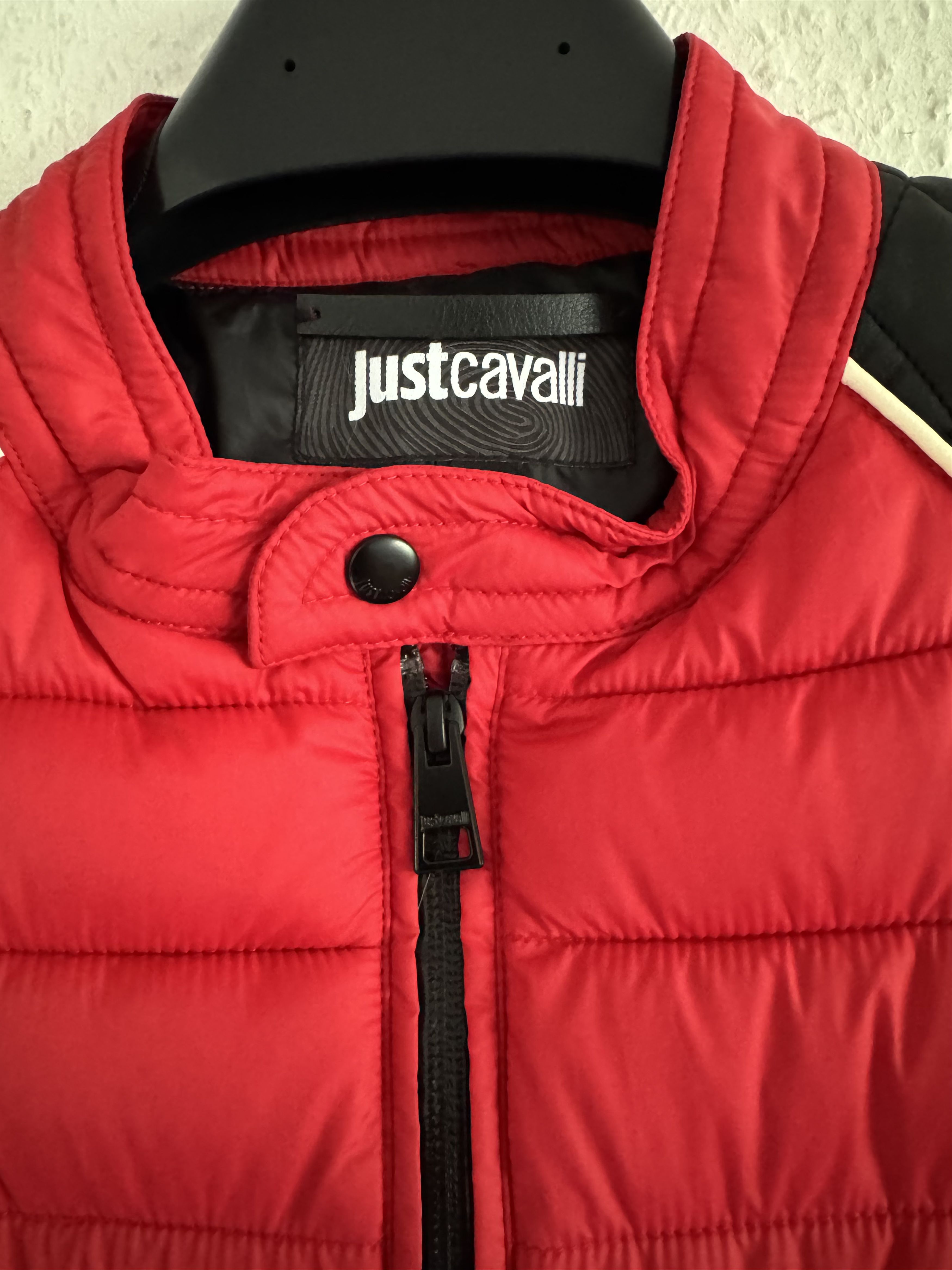 Just Cavalli Quilted Biker Down Jacket With Leather Shoulders Size US M / EU 48-50 / 2 - 7 Thumbnail