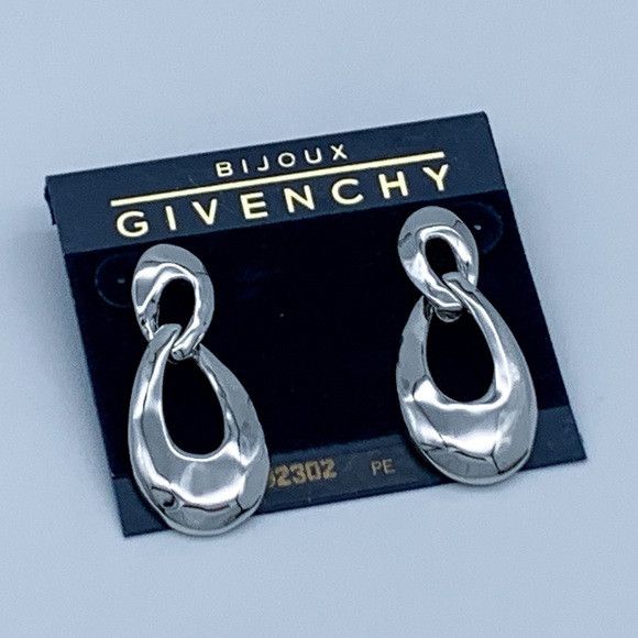 Givenchy Vintage Givenchy Silver-Tone Interlocking Drop Earrings Size ONE SIZE - 2 Thumbnail