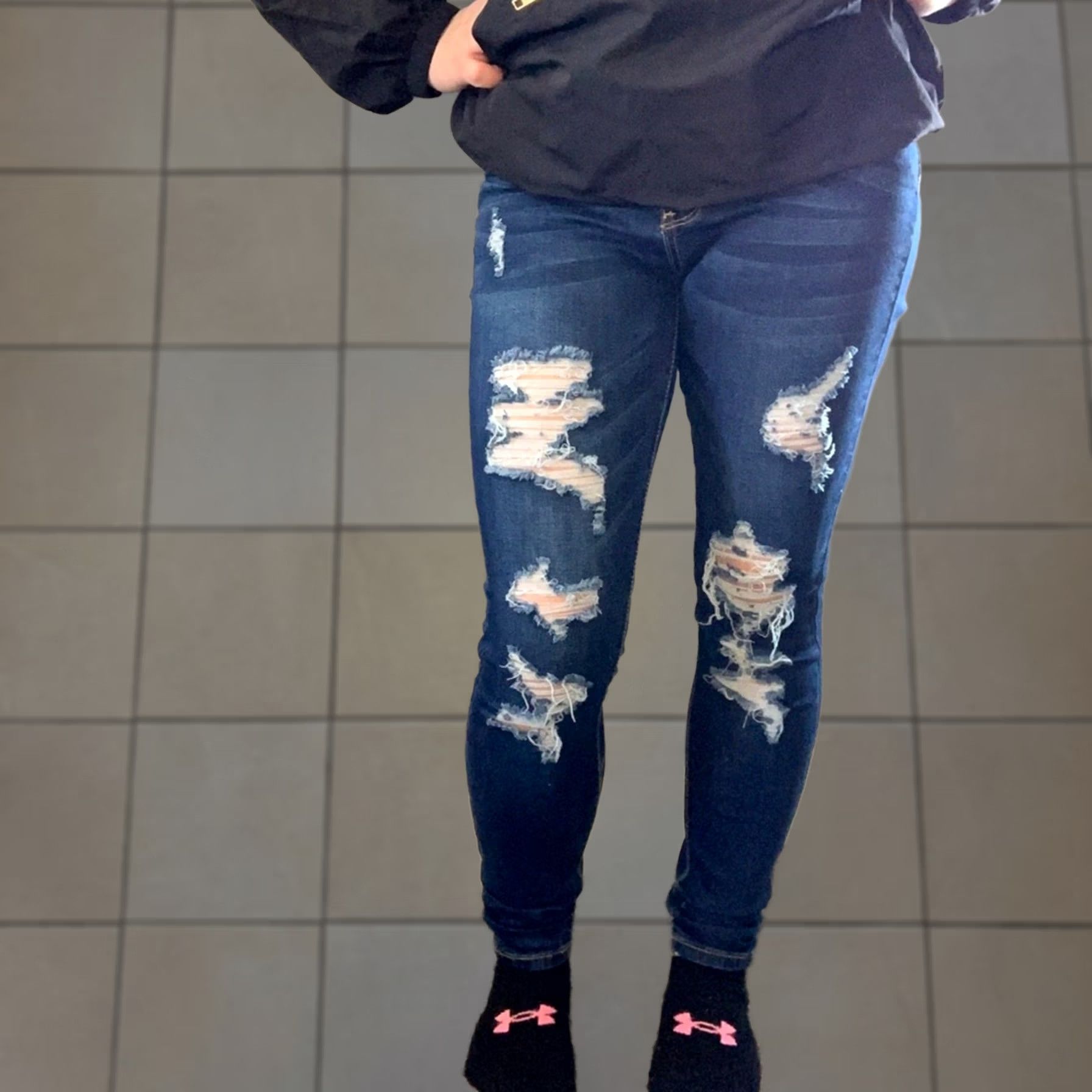 Vintage Hammer Jeans Womens 27 Skinny Jeans High Rise Dark Wash Distressed urban grunge normcore edgy Size 27" / US 4 / IT 40 - 1 Thumbnail