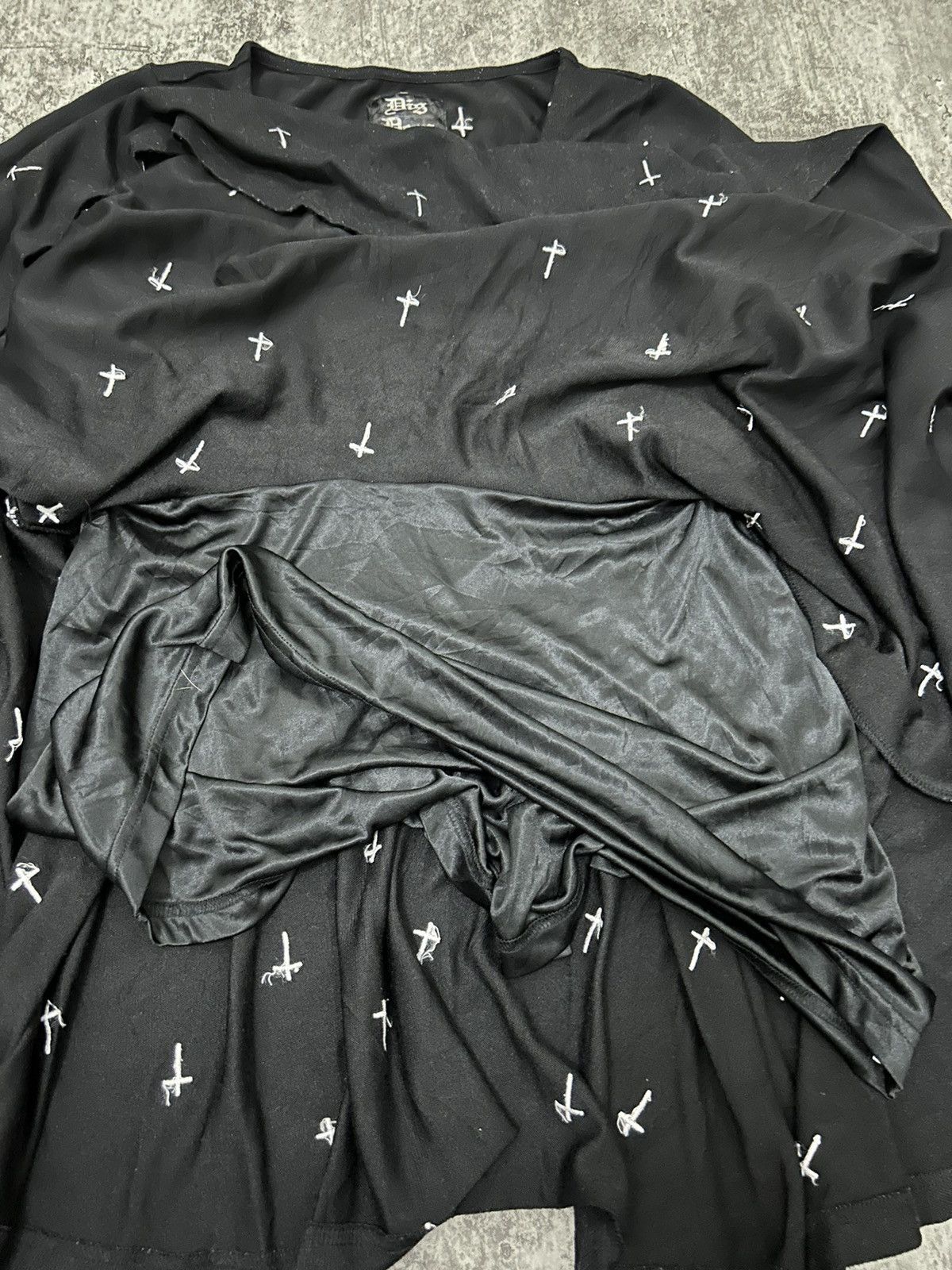 14th Addiction × If Six Was Nine × Japanese Brand Dig Deep Embroidered Aop Cross Acrylic Mini Dress Size L / US 10 / IT 46 - 6 Thumbnail