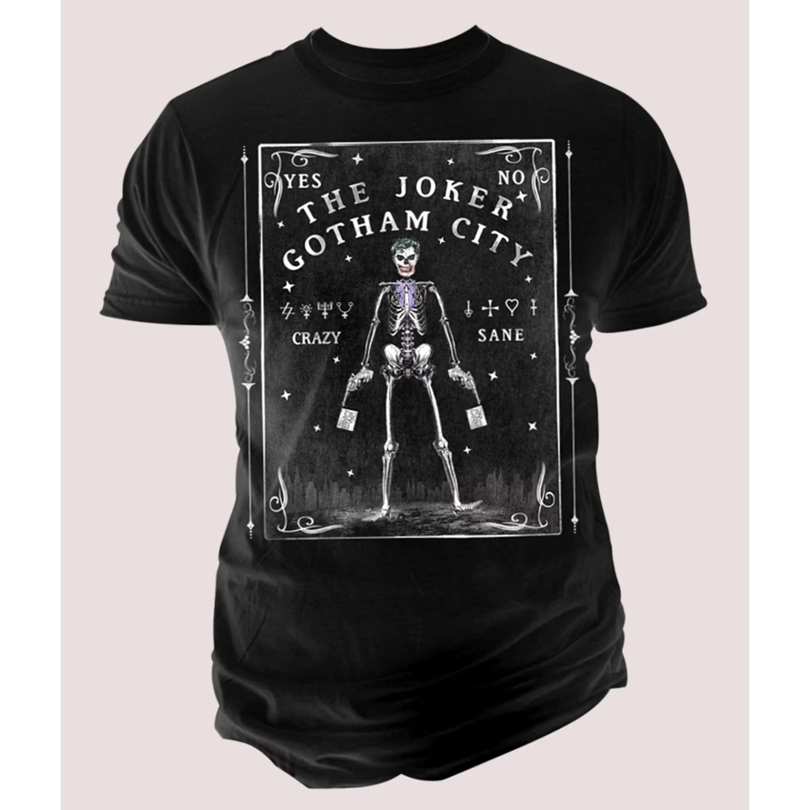 Changes Changes Mens Joker Skeleton Tarot Graphic T-Shirt, Black, S Size US S / EU 44-46 / 1 - 1 Preview