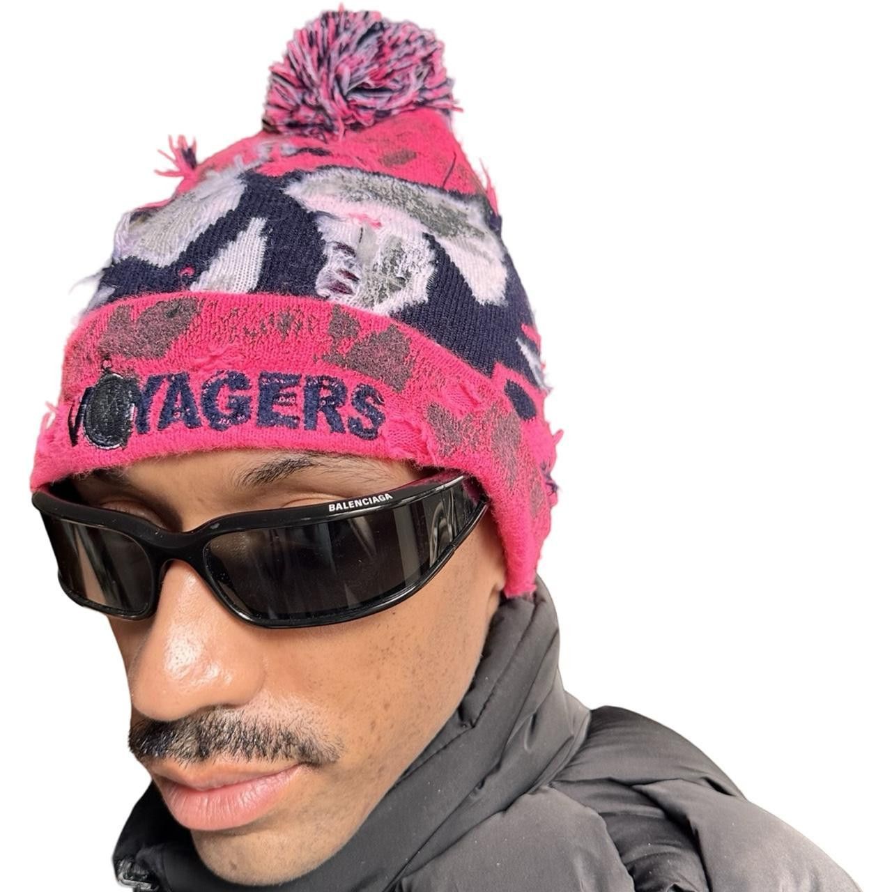Other ASTROBOI* 'VOYAGER' Pink& Black Distressed Swan Beanie Size ONE SIZE - 6 Thumbnail