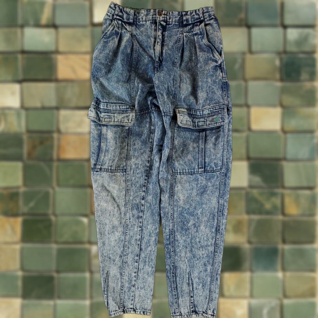Bugle Boy VINTAGE Bugle Boy Jeans Cargo Acid Wash Mens 30 Long 33 Inseam Blue Wide-Leg 90s Mens Size US 30 / EU 46 - 1 Thumbnail