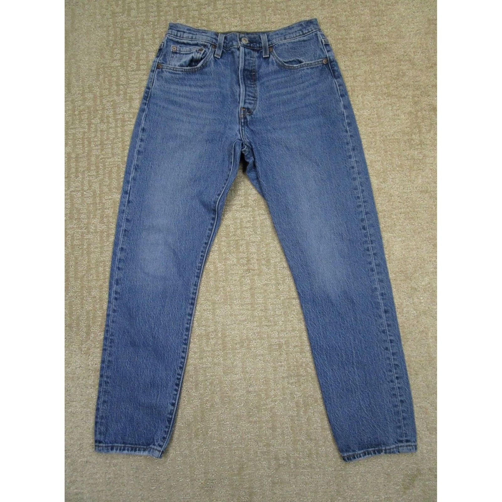 Levi's Levi's 501 Jeans Women 27 Blue Button Fly Slim Skinny Denim Pants Light Wash Leather? Size 27" / US 4 / IT 40 - 2 Thumbnail