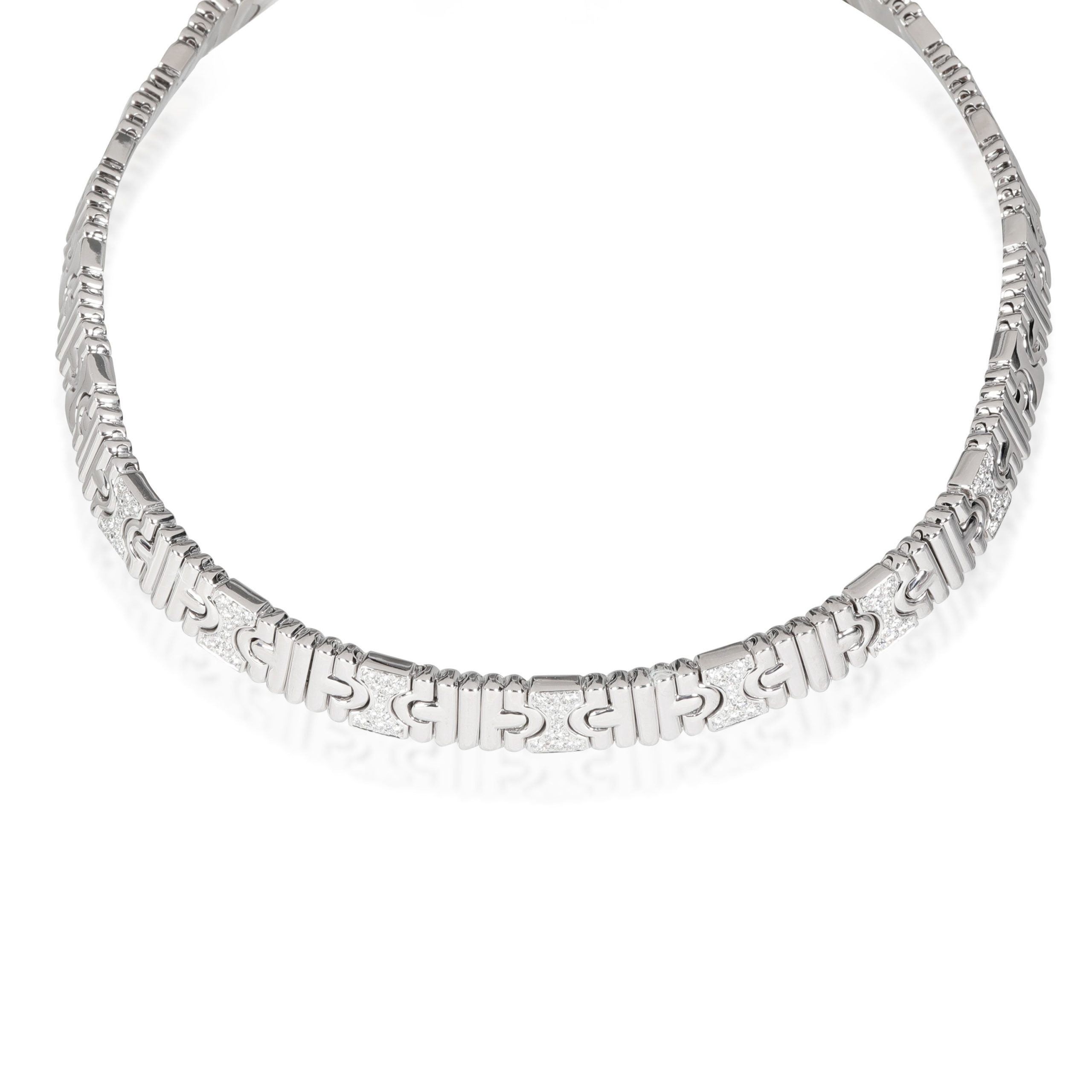 image of Bvlgari Parentesi Diamond Necklace In 18K White Gold 0.85 Ctw, Women's