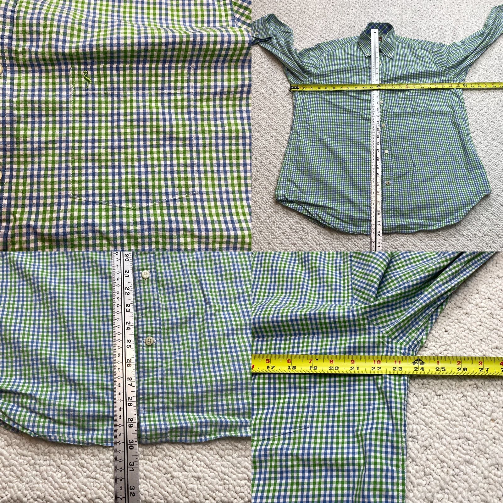 Tailorbyrd TAILORBYRD Button-Up Shirt Mens Large Green Check Plaid Pocket Logo Collared Top Size US L / EU 52-54 / 3 - 8 Thumbnail