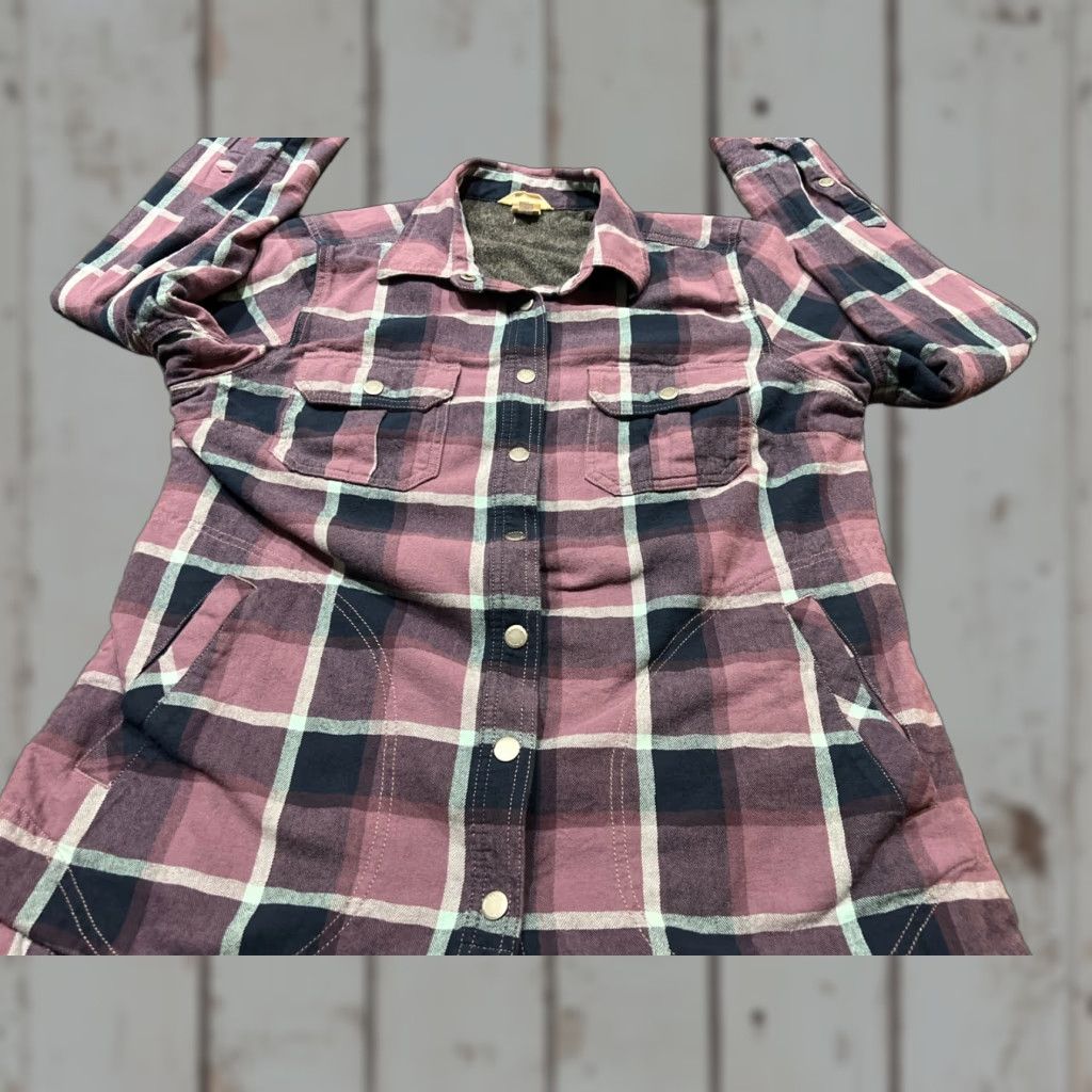 CO DULUTH TRADING CO Flapjack Shirt Jacket Purple Plaid Flannel Insulated Mid-Length Women’s M Jacket, Casual Workwear, Fall/Winter, 100% wearable Size M / US 6-8 / IT 42-44 - 1 Thumbnail
