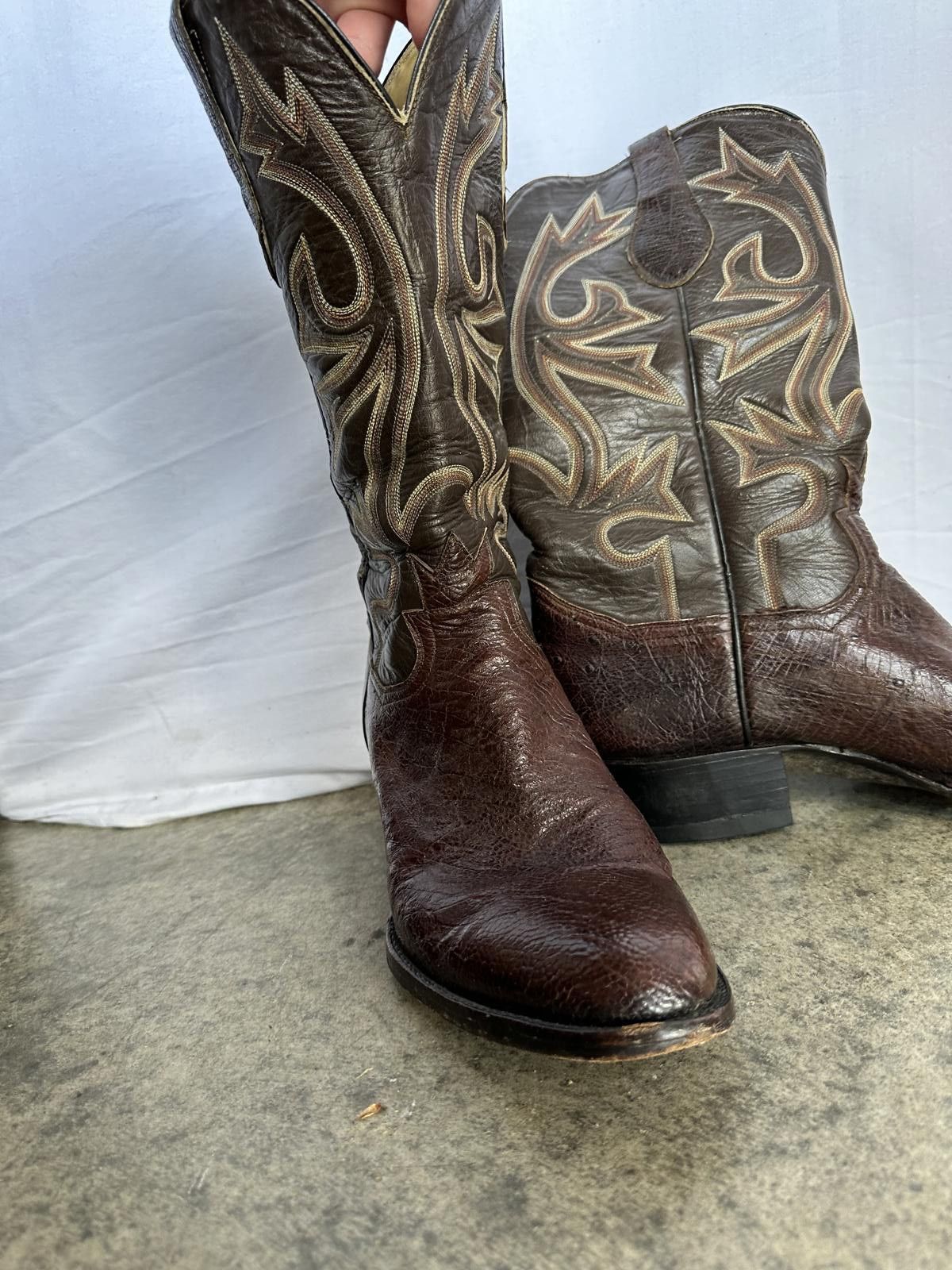 Other Vintage Owner Made Crown Cowboy Boots - Rich Brown Leather Size US 11 / EU 44 - 4 Thumbnail