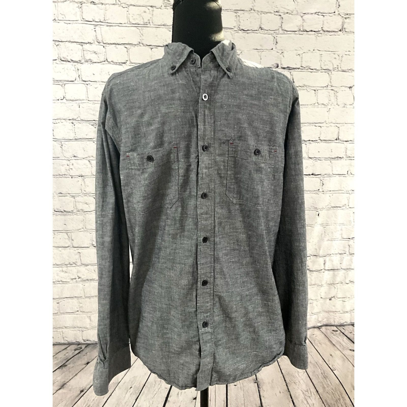 Ecko Unltd. Ecko Unltd. Shirt Men S Long Sleeve Gray Cotton Button-Up Solid Casual Color Gray Size US S / EU 44-46 / 1 - 4 Thumbnail