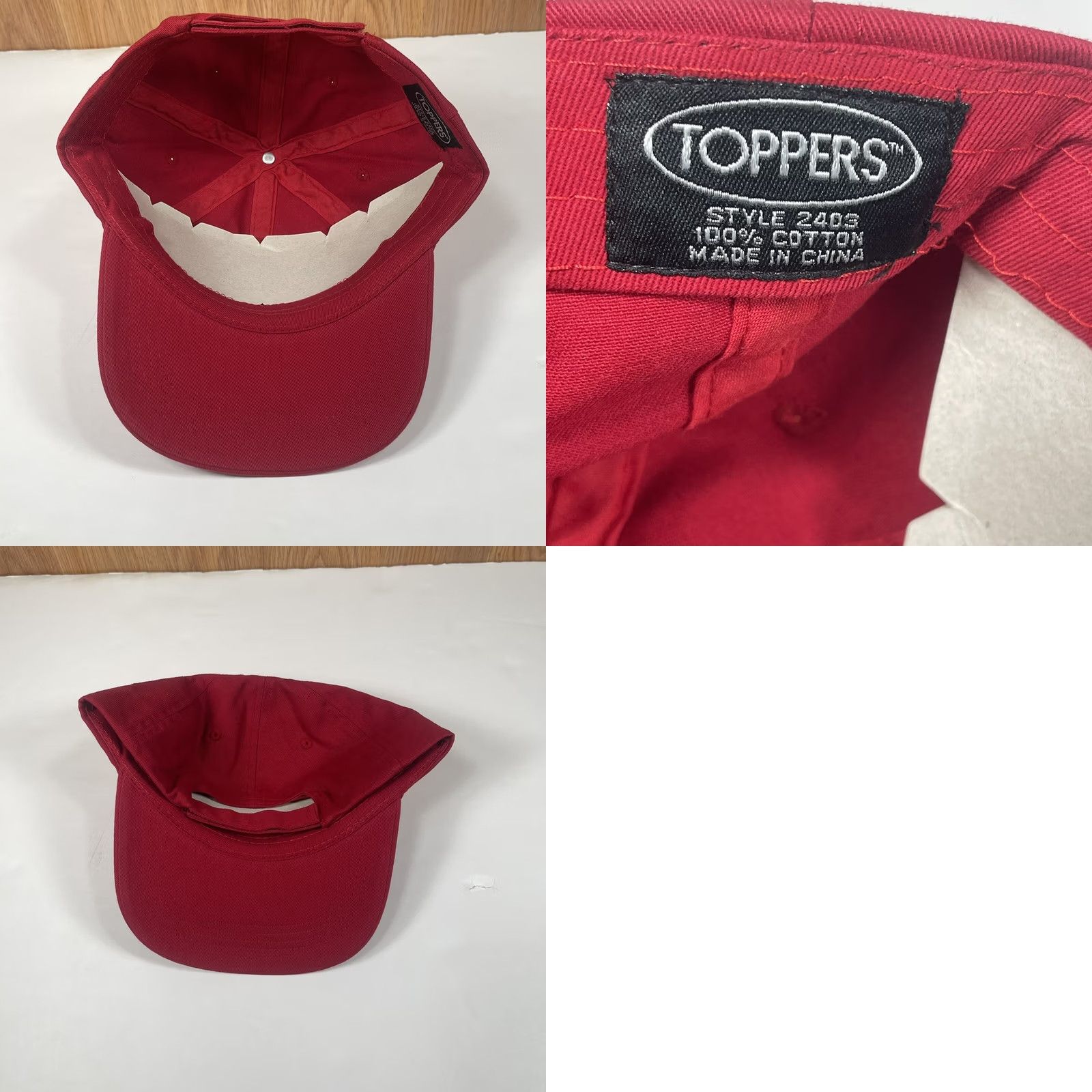 Vintage Toppers StrapBack Red Cotton Adult Adjustable Baseball Hat Cap Unisex Accessories Size ONE SIZE - 8 Thumbnail