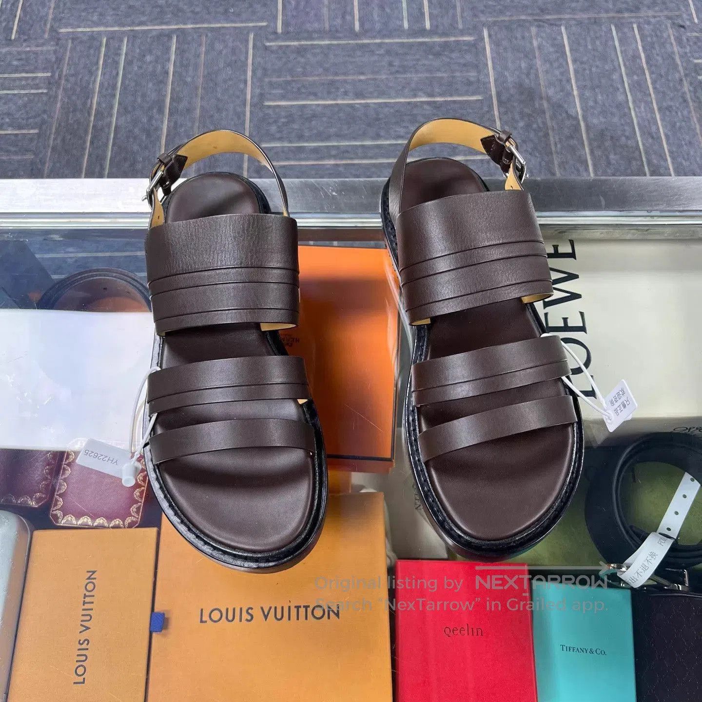 Hermes Brown Strappy Leather Sandals Size 10. Size US 10 / EU 43 - 1 Thumbnail