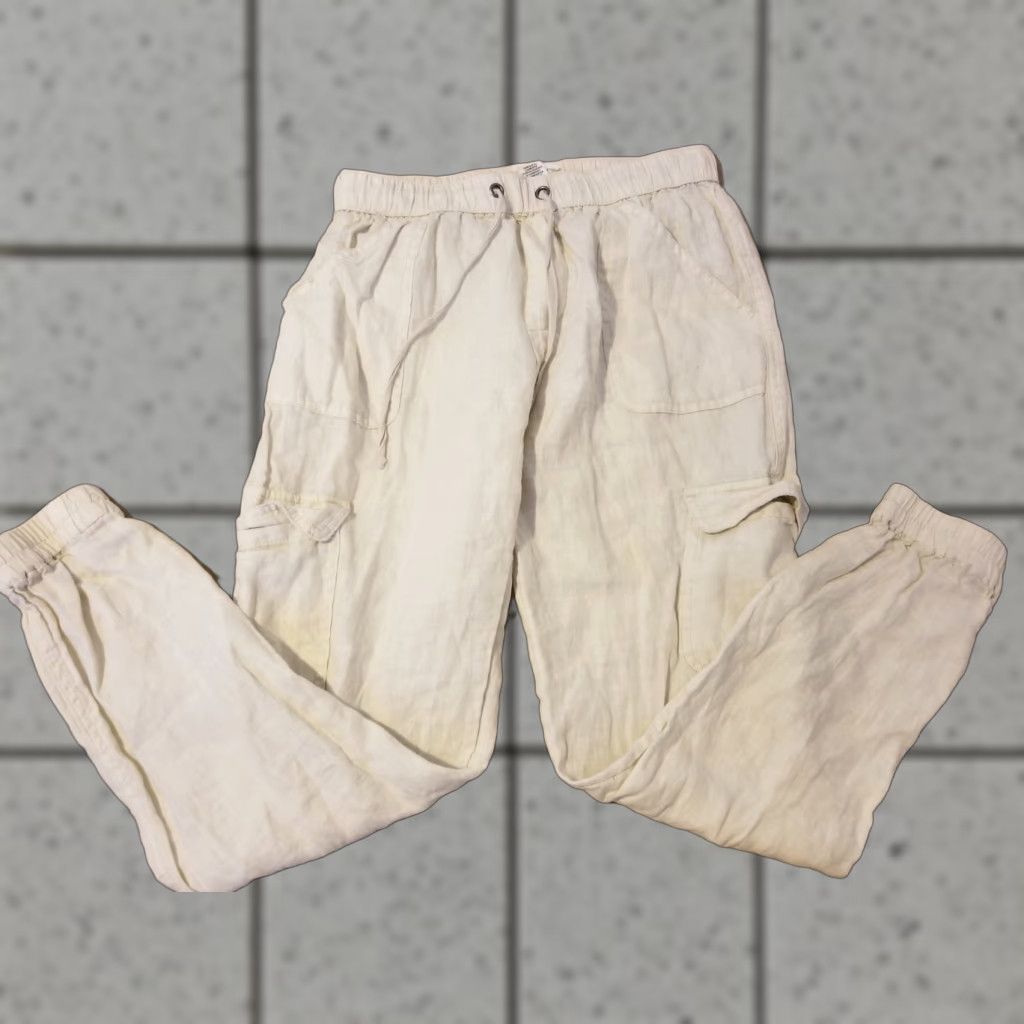 Nicole Miller Womens Nicole Miller Linen Dress Pants S Small Khaki Slack Trouser Beige Pockets Dress Pants Summer Spring Fall Mens Womens Size 28" / US 6 / IT 42 - 1 Thumbnail