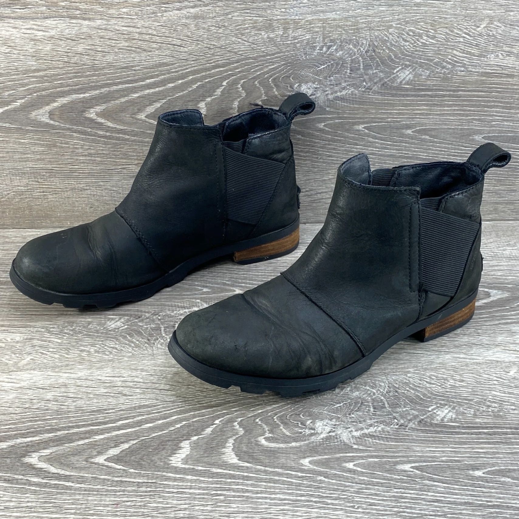 SOREL Sorel Emelie Chelsea Waterproof Leather Ankle Bootie Womens 9 US 7 UK 40 EU Black Boots Size US 7 / IT 37 - 5 Thumbnail
