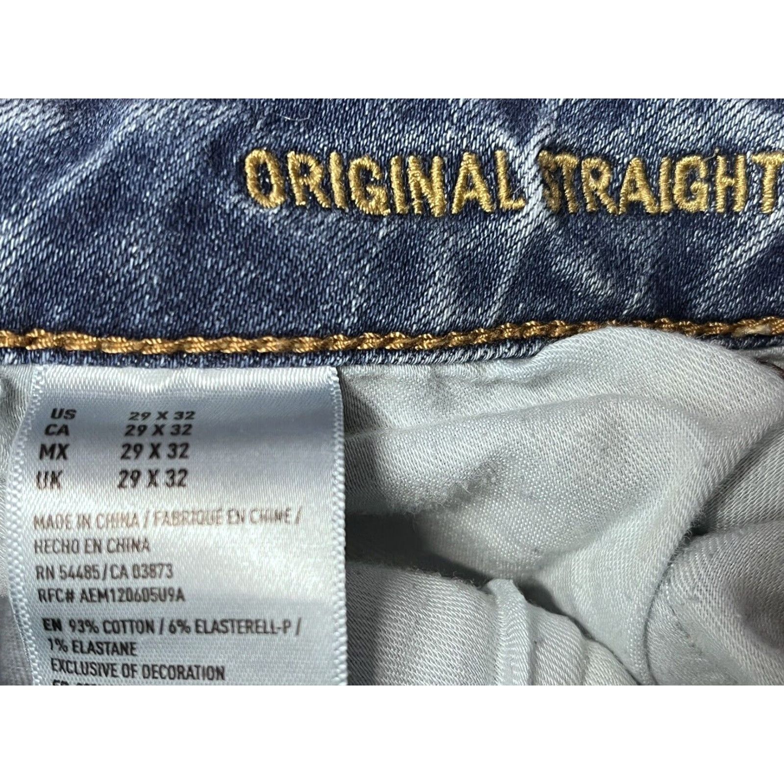 American Eagle Outfitters American Eagle Straight Jeans 29x32 Mens Medium Wash Blue Denim Preppy Size US 29 - 6 Thumbnail