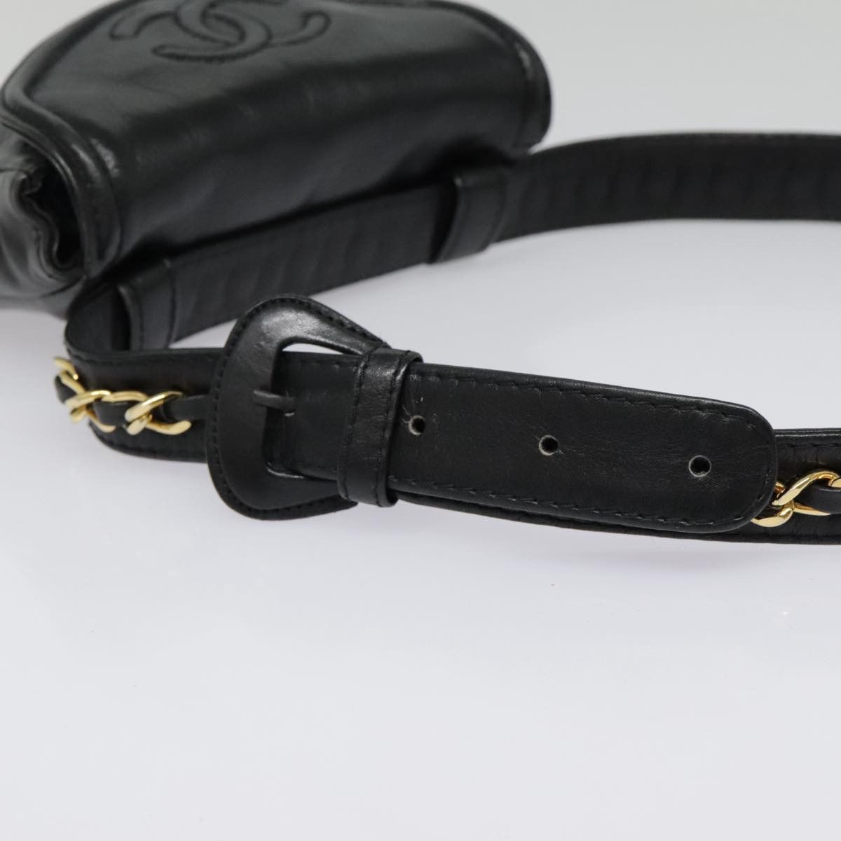 Chanel CHANEL Chain Waist Bag Lamb Skin Black Gold CC Size ONE SIZE - 8 Thumbnail