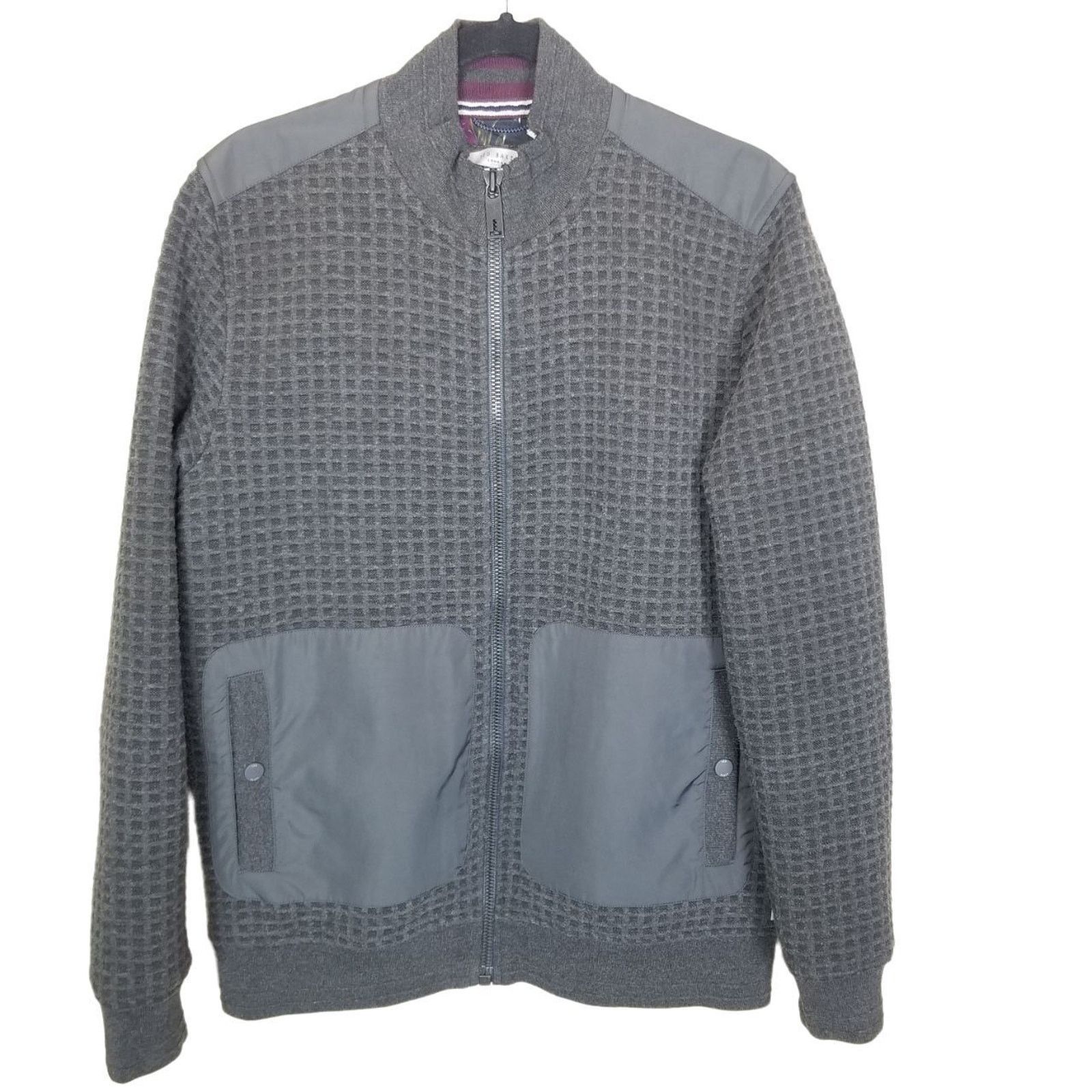 Ted Baker Ted Baker Mens London Narn Waffle Knit Quilted Zip Jacket Size US L / EU 52-54 / 3 - 1 Thumbnail