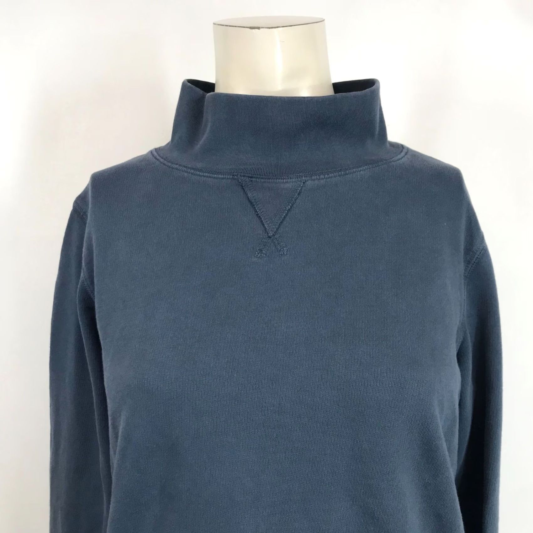 Marine Layer MARINE LAYER WOMEN'S SMALL BLUE LONG SLEEVE COTTON TOP SHIRT MOCK COLLAR Size S / US 4 / IT 40 - 2 Thumbnail