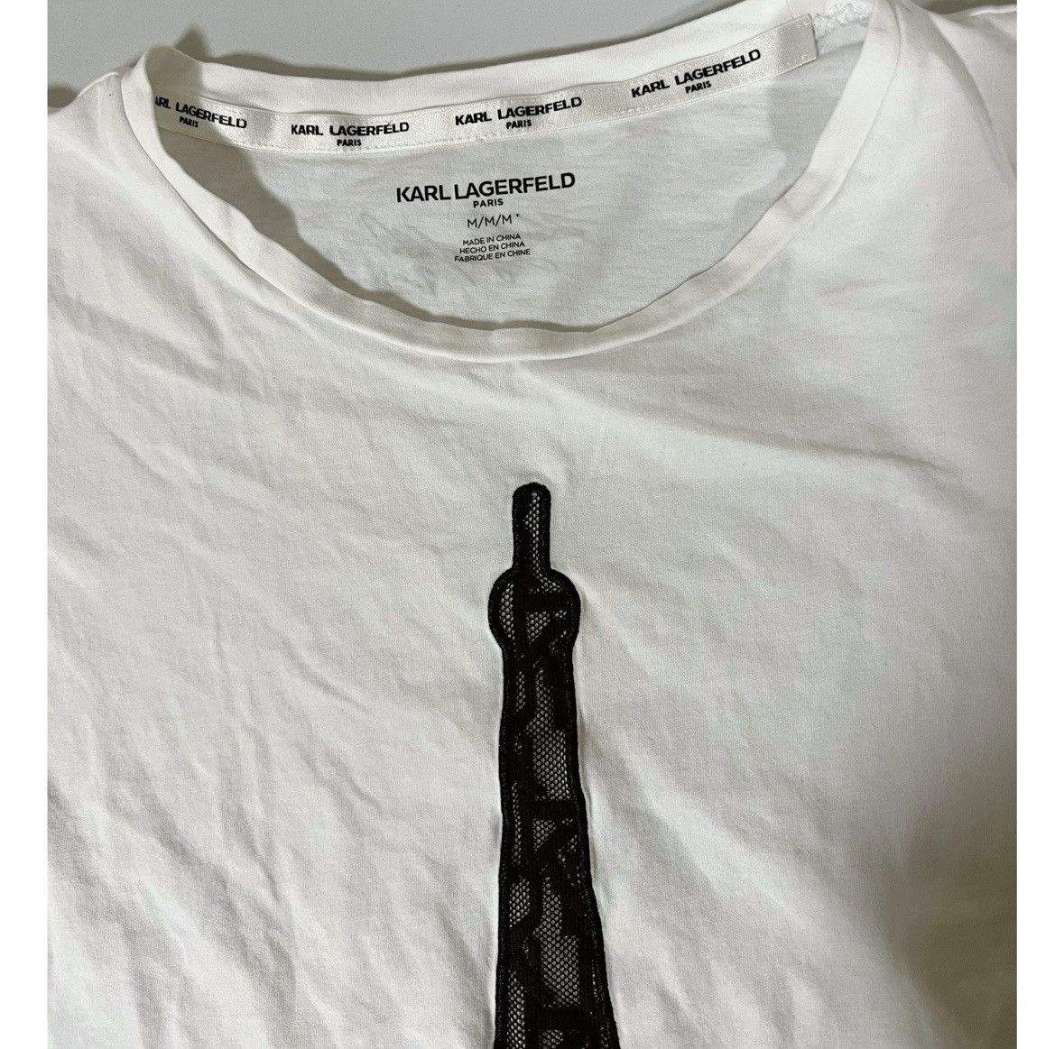 Karl Lagerfeld Karl Lagerfeld Eiffel Tower, Paris T-Shirt Top Tee Size M 🖤✨ Size US M / EU 48-50 / 2 - 4 Thumbnail