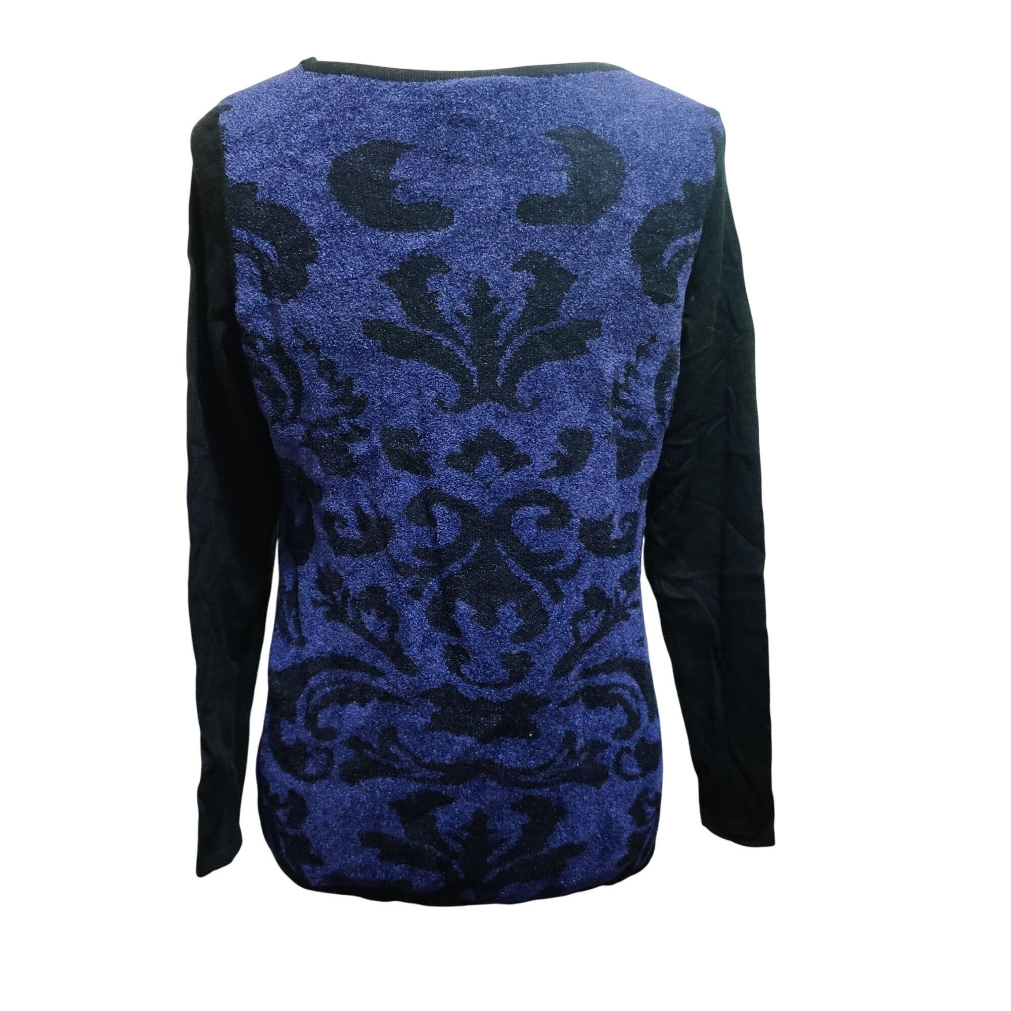 Other Dana Buchman M Purple Black Baroque Damask Knit Sweater Long Size M / US 6-8 / IT 42-44 - 3 Thumbnail