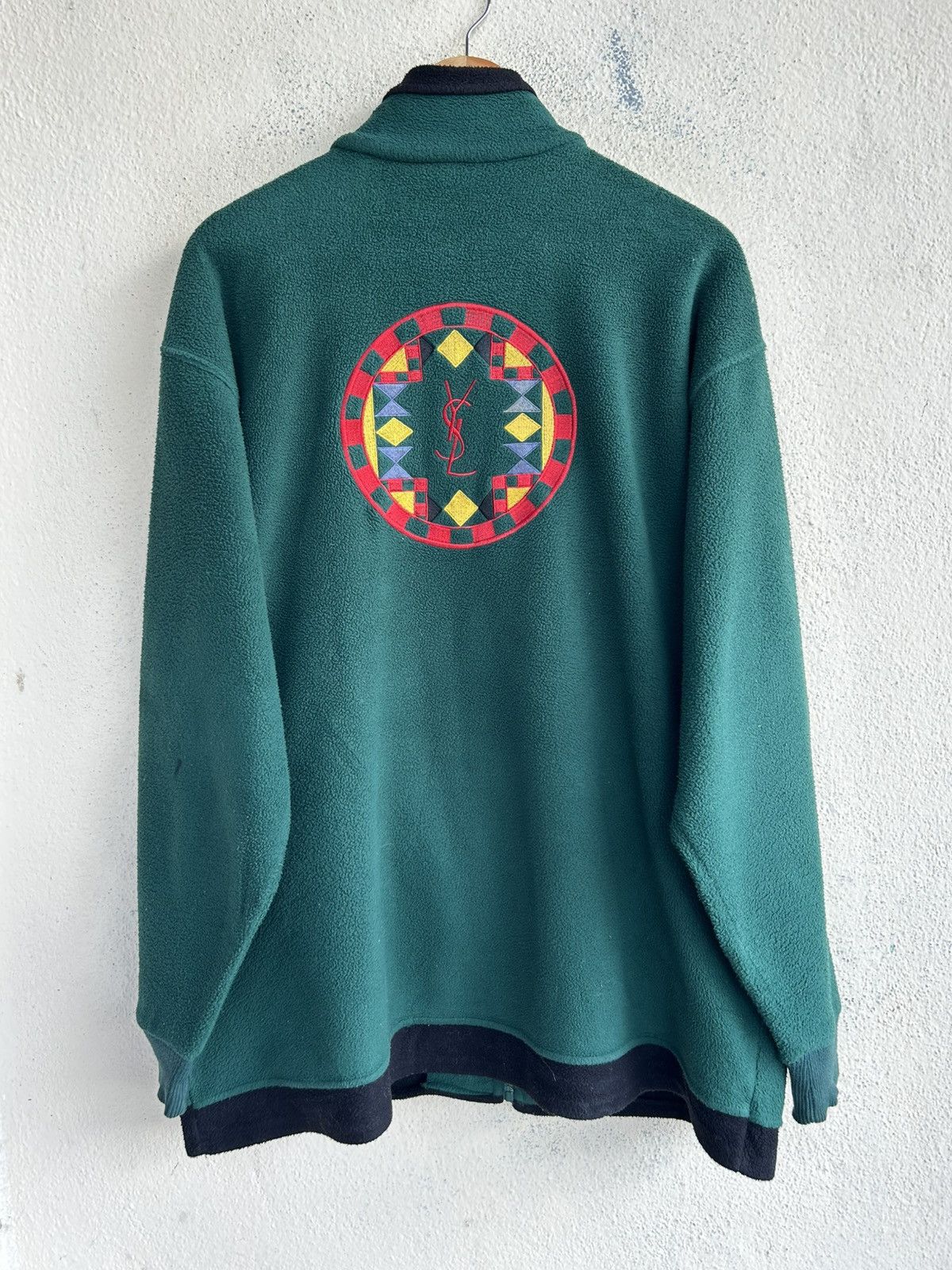Yves Saint Laurent Vintage YSL Multicolour Big Logo Fleece Size US L / EU 52-54 / 3 - 1 Thumbnail