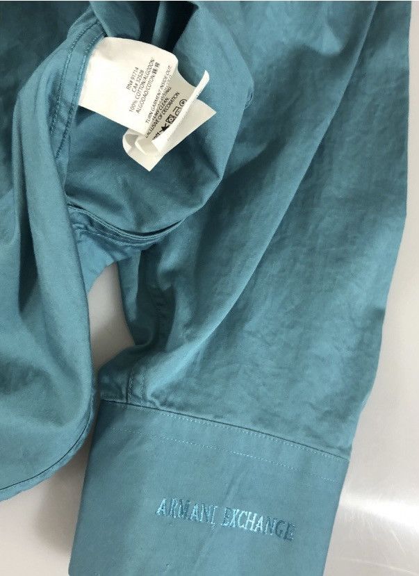 Armani Exchange Armani Exchange Sateen Turquoise Logo Embroidered Shirt L Size US L / EU 52-54 / 3 - 7 Thumbnail