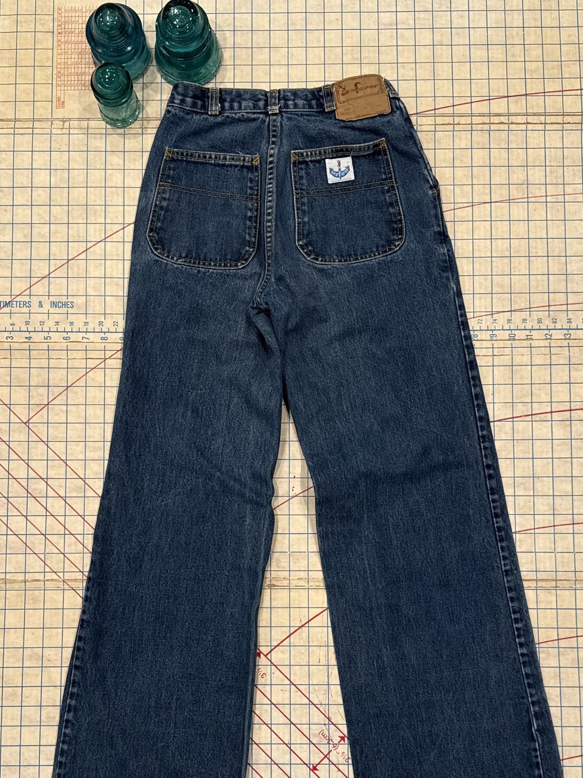Vintage Vintage Seafarer 70’s Flair Wide Leg Jeans tagged 29 Blue Size US 29 - 11 Thumbnail