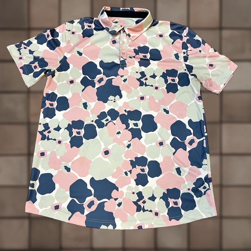 Vintage Swannie’s Men’s Polo Pink Camo Floral XL Short Sleeve Logo Button Collared Golf Casual Activewear Shirt Women’s? Size US XL / EU 56 / 4 - 1 Thumbnail