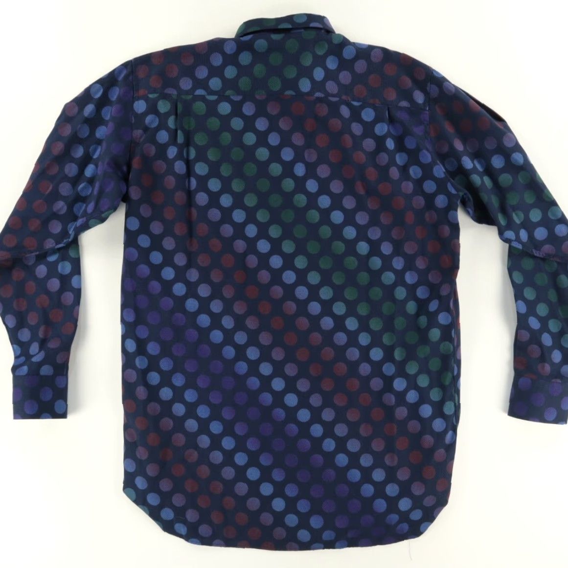 Vintage Visconti Black Gradient Sphere Dotted Long Sleeve Button Up Shirt Navy Blue Mens XLT Size US XL / EU 56 / 4 - 4 Thumbnail