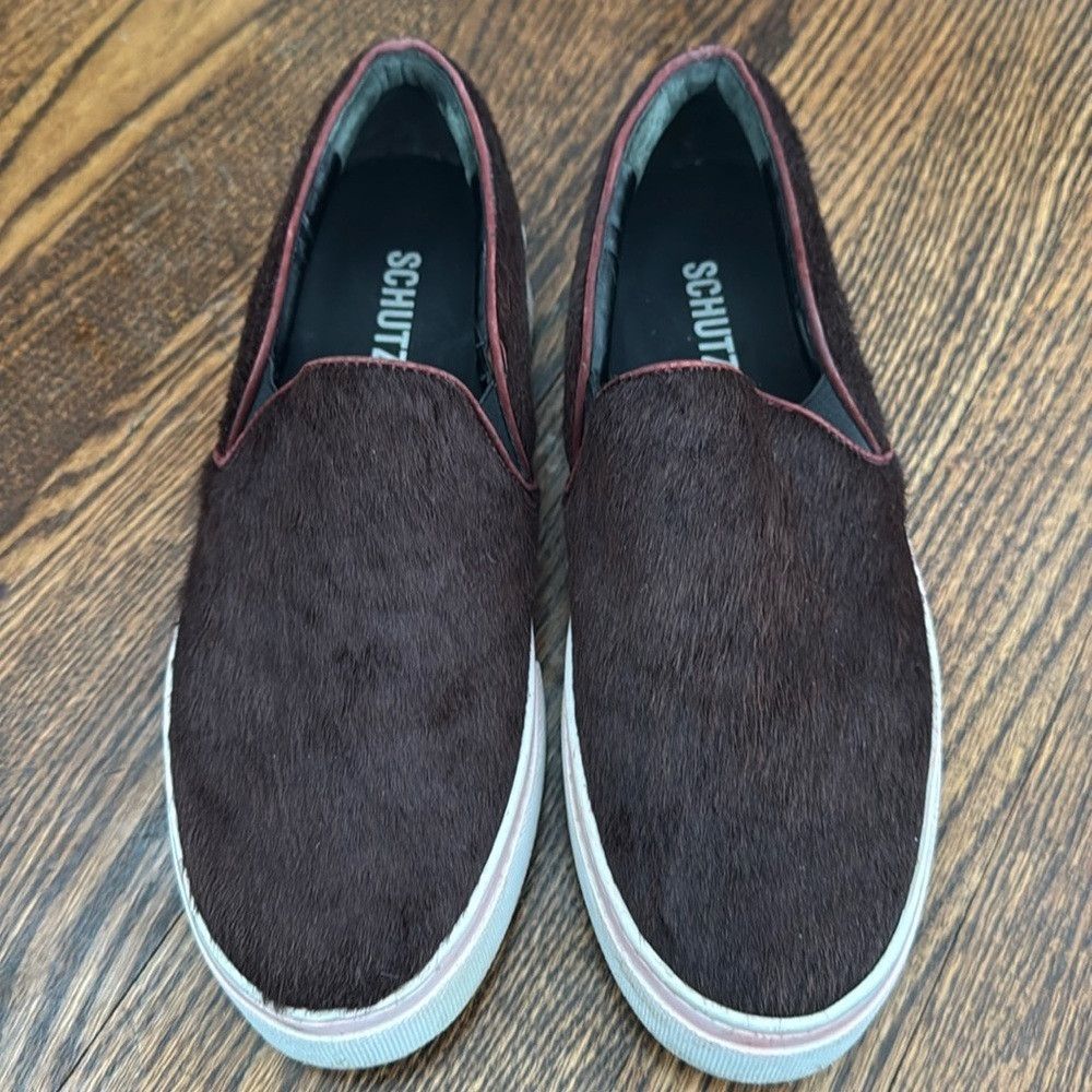 SCHUTZ Schutz dark chocolate ponyhair slip on sneakers. Pink washe Size US 8 / IT 38 - 3 Thumbnail