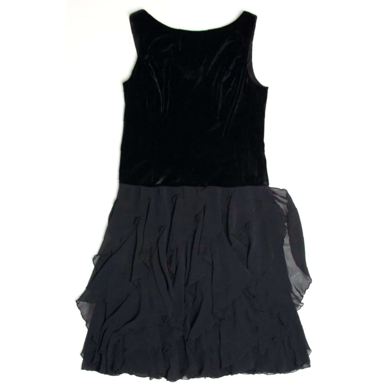 Vintage VINTAGE Jessica Howard Black Velvet Ruffle Bottom Dress XL Size 14 Elegant Size 40" / US 18 - 2 Thumbnail