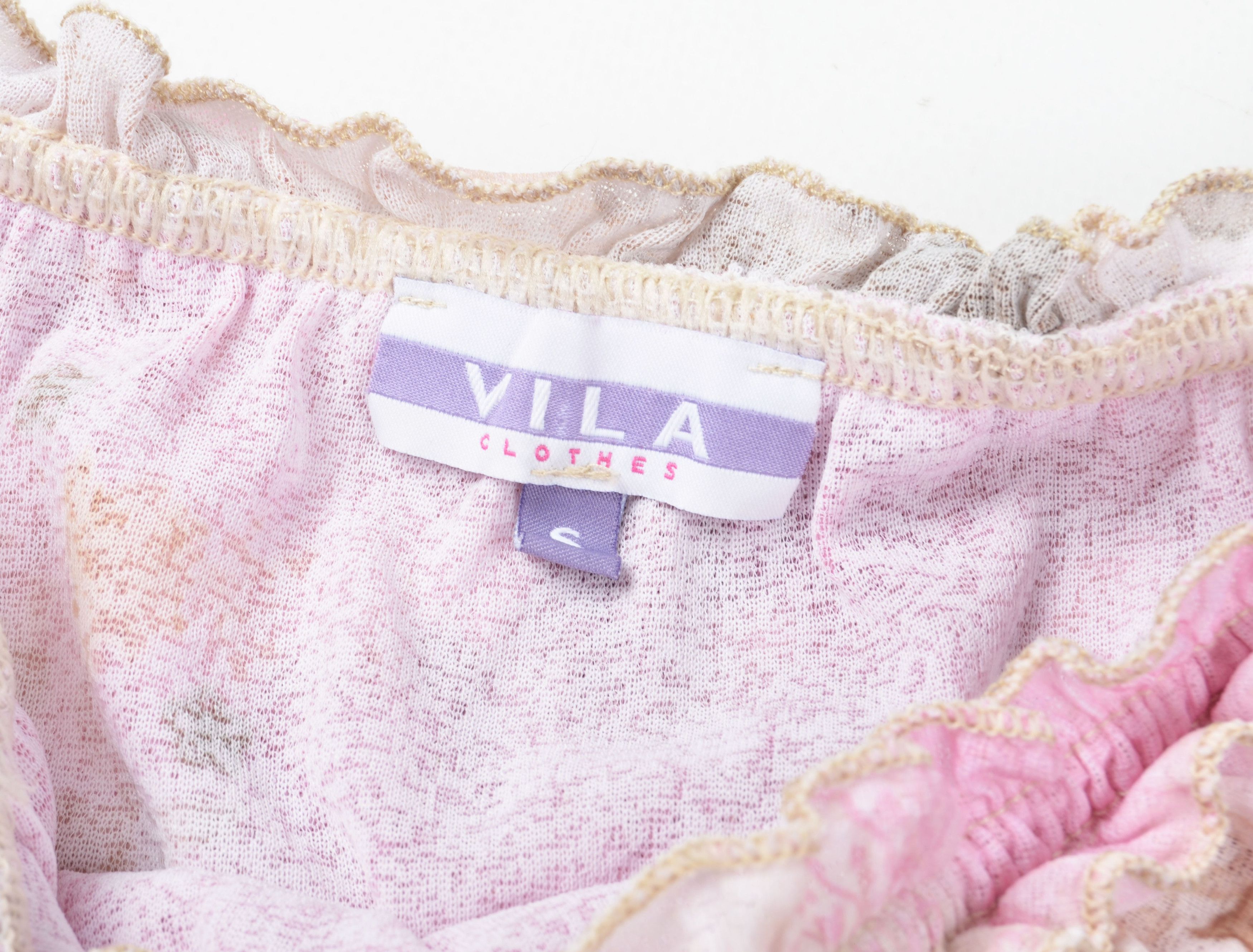 Designer Vila Y2K Cottage Fairy Mesh Printed Off Shoulders French Top Size S / US 4 / IT 40 - 6 Thumbnail