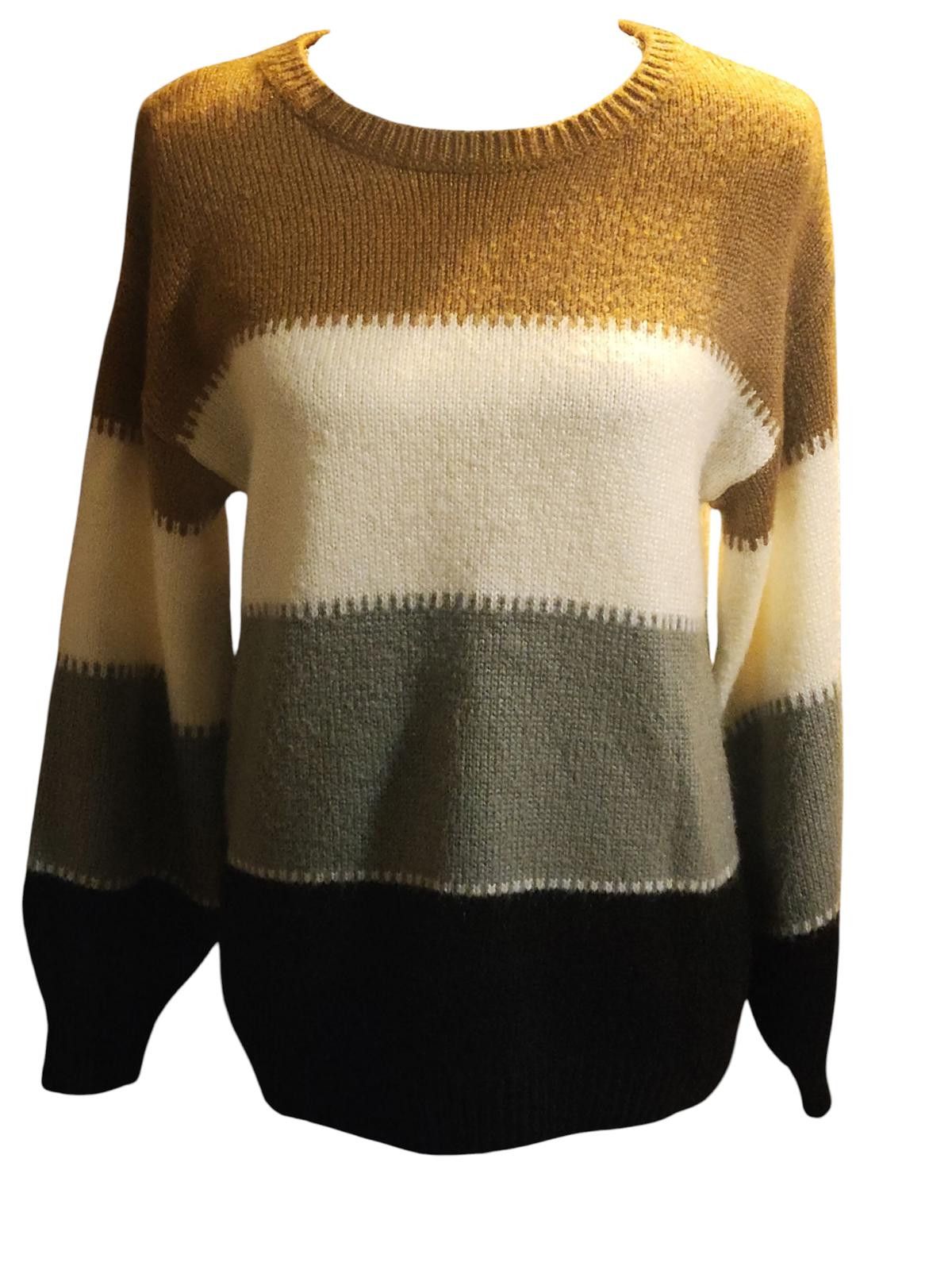 Designer Anglasion Women's Color Block Long Sleeve Sweater Size S / US 4 / IT 40 - 2 Thumbnail