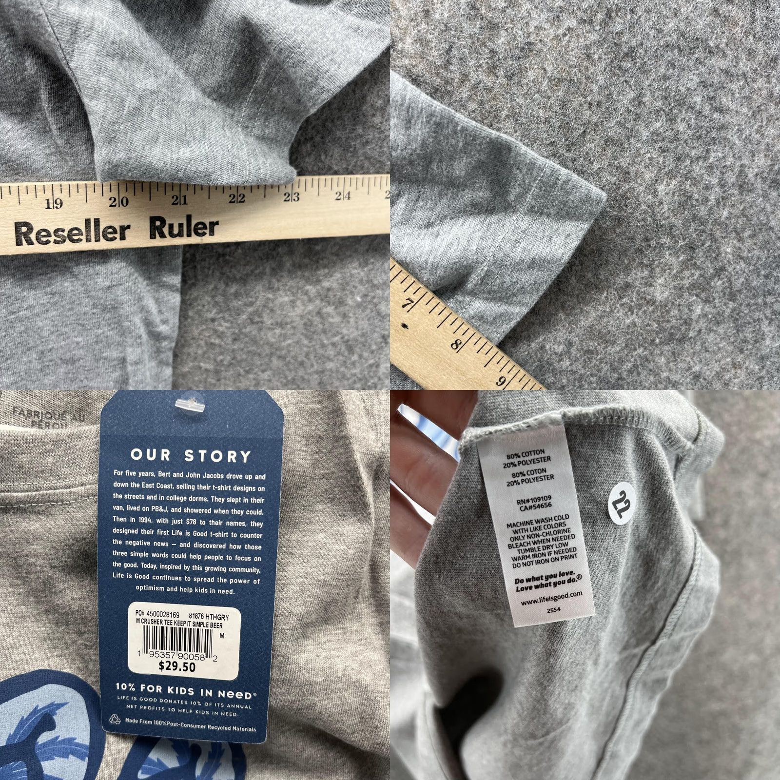 Life is Good Life is Good Shirt Men Medium Adult Gray Crusher Tee Crewneck Short Sleeve Logo | Beer Theme | Life is Good Crusher Tee | Cotton | Regular Fit Size US M / EU 48-50 / 2 - 8 Thumbnail
