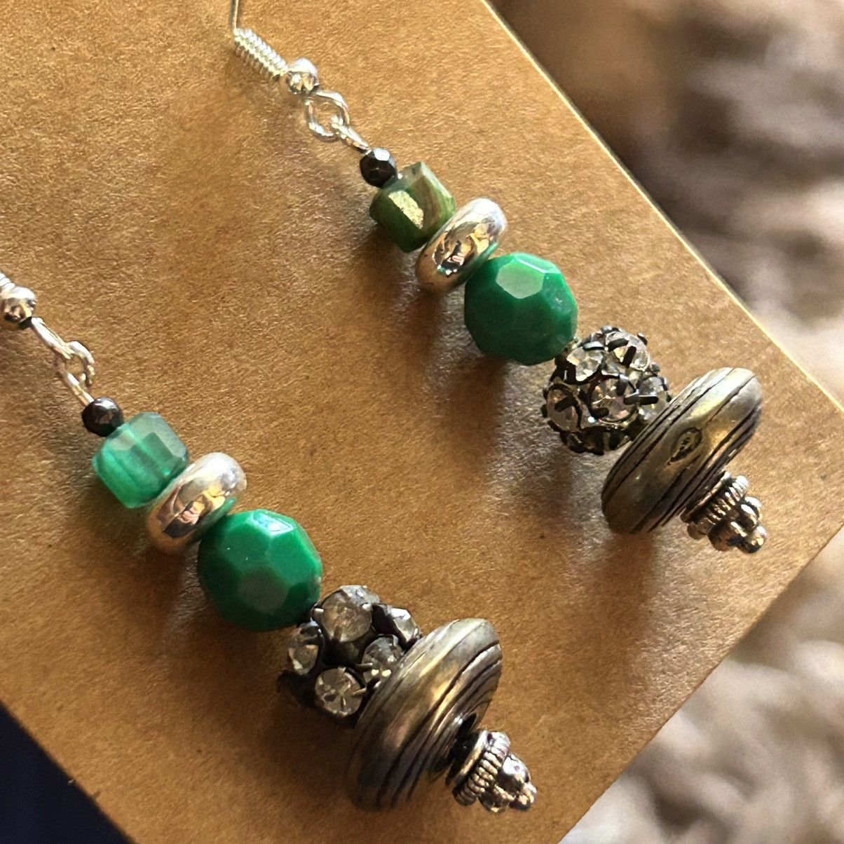 Handmade Handcrafted saucer vintage bead genuine tiger eye earrings Size ONE SIZE - 4 Thumbnail