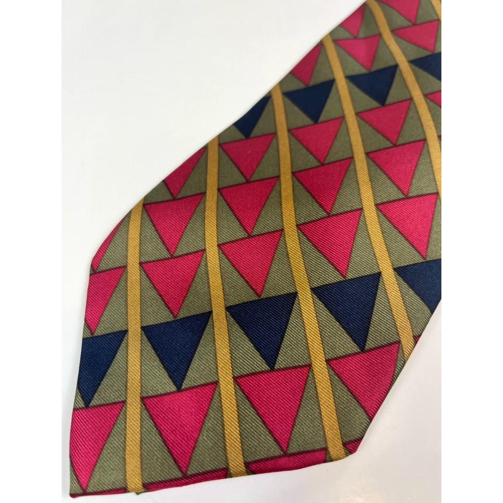 Vintage Barneys New York Silk Tie Geometric Made in Italy Silk Geometric Tie Mens Size ONE SIZE - 4 Thumbnail