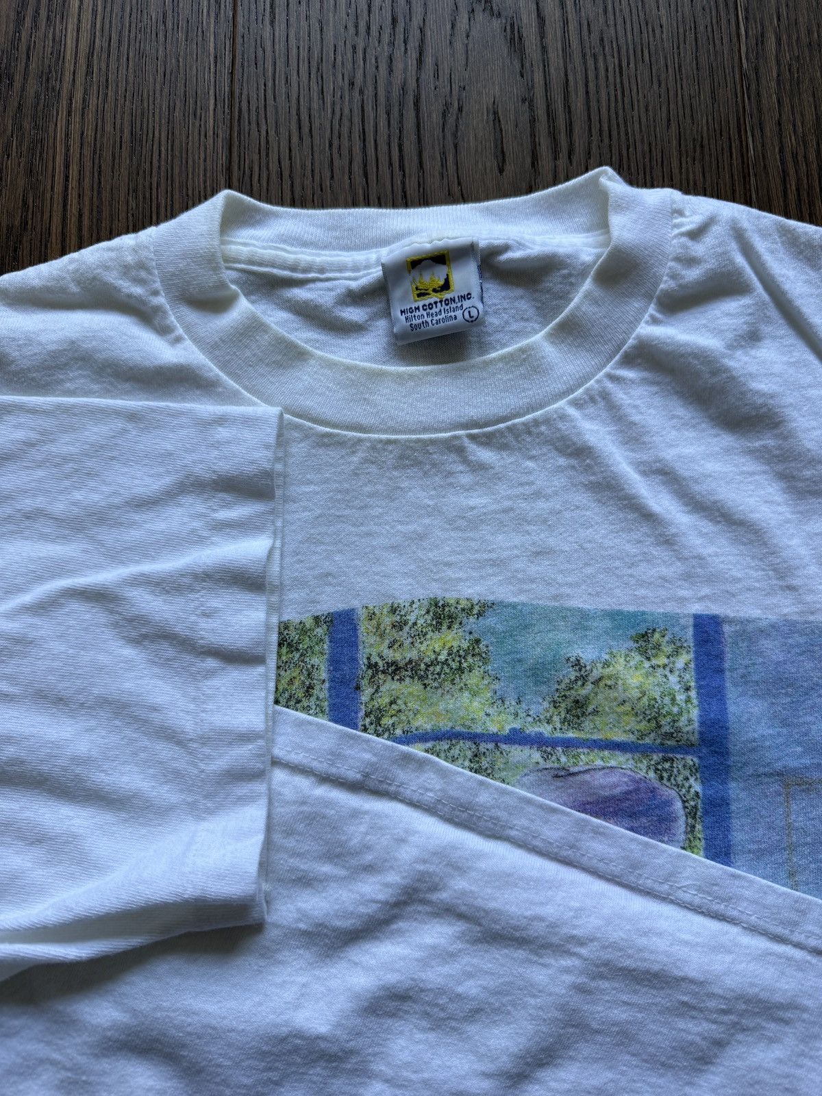 Vintage Vintage 90s Breakfast Cat Jeff Leedy Art Graphic Tee Size US L / EU 52-54 / 3 - 6 Thumbnail