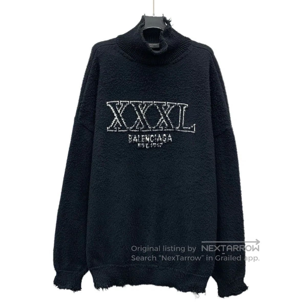 Balenciaga Black Turtleneck Sweater with XXXL Graphic. Size US L / EU 52-54 / 3 - 1 Thumbnail