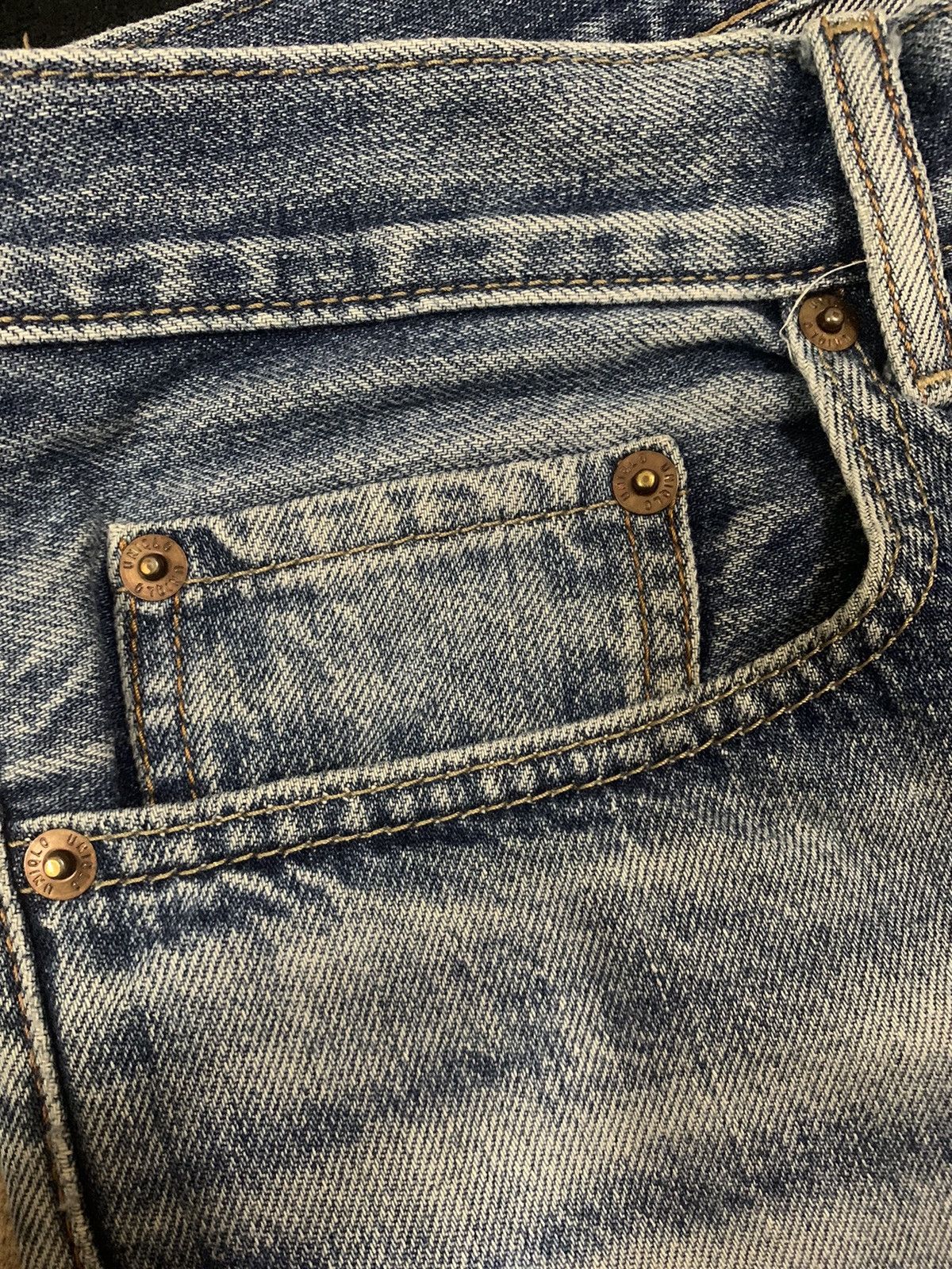 Jun Takahashi Vintage Y2K Uniqlo Blue Wash Regular Straight Ripped Jeans Size US 34 / EU 50 - 5 Thumbnail