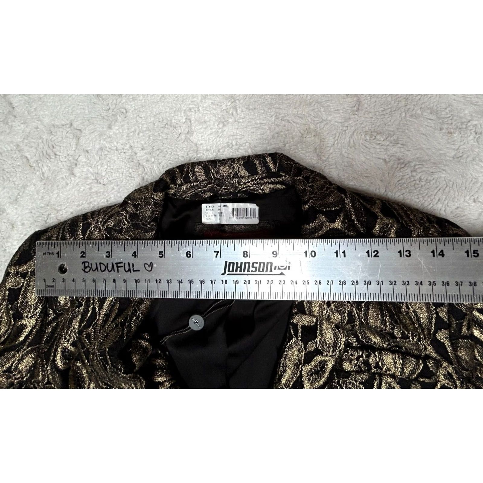 7 For All Mankind 7 For All Mankind Women's Small Black/Gold Single-Button Lace Blazer Shirt Blazer Size S / US 4 / IT 40 - 4 Thumbnail