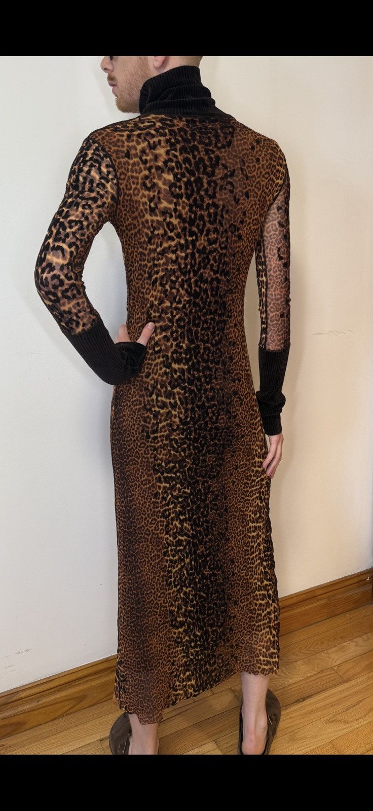 Jean Paul Gaultier Jean Paul Gaultier VTG Leopard Print Mesh Dress — Rare 90s Size M / US 6-8 / IT 42-44 - 3 Thumbnail