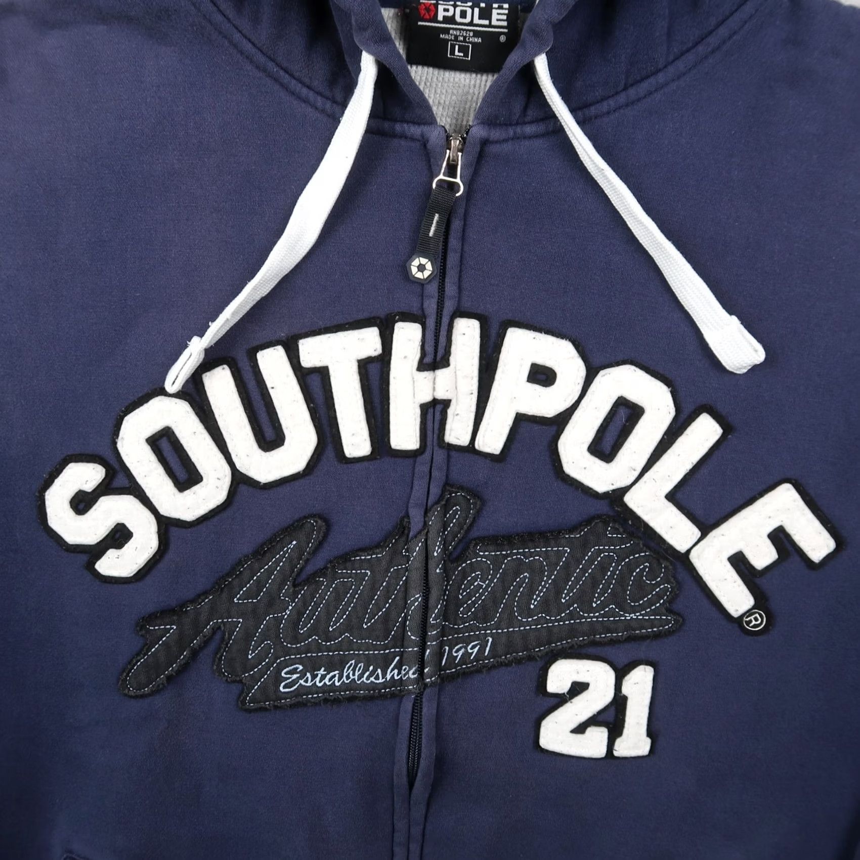 Southpole VINTAGE South Pole Hoodie Sweatshirt Full Zip Up Blue Size L Large Mens Y2K Size US L / EU 52-54 / 3 - 3 Thumbnail