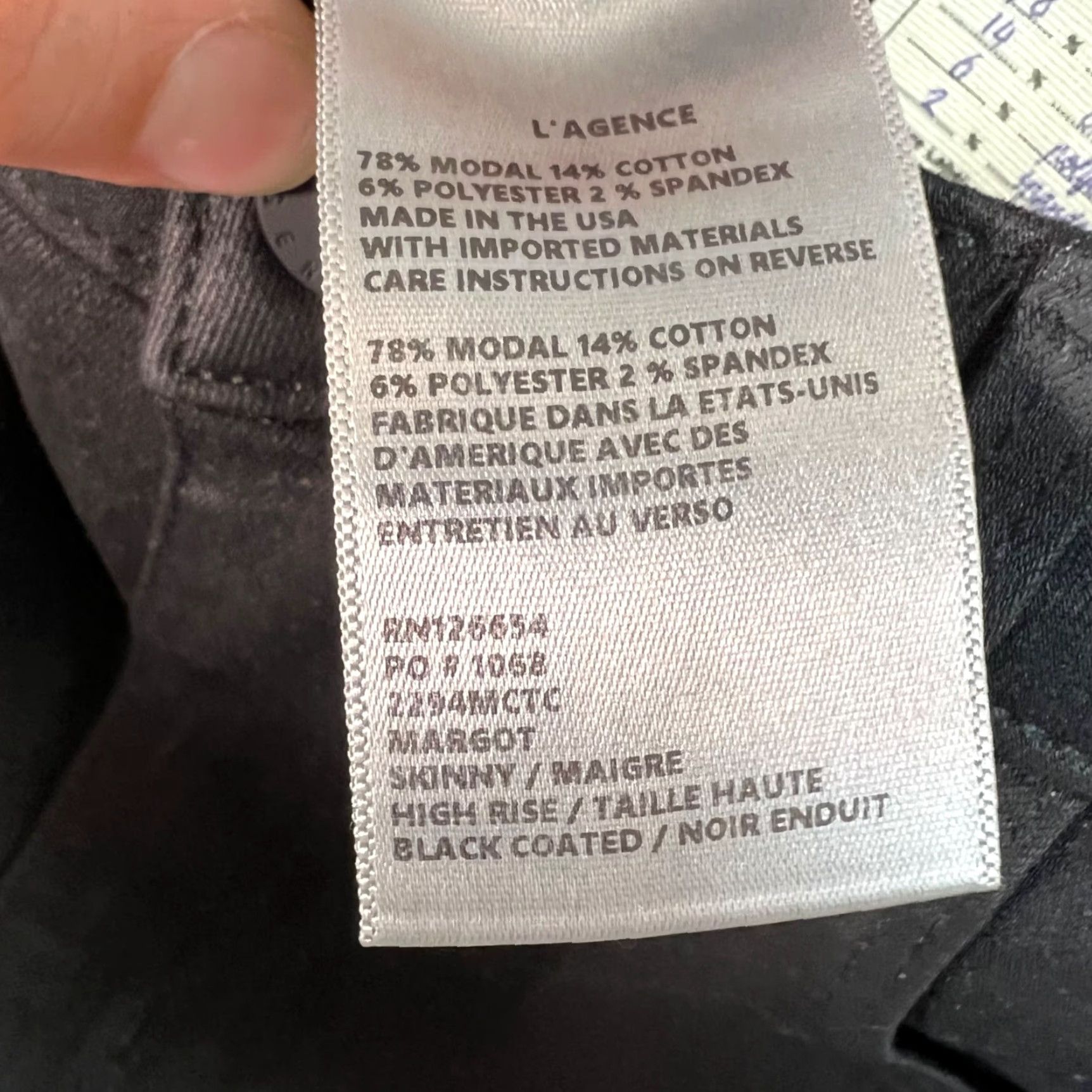 L'AGENCE L'Agence Womens 27 Margot High-Rise Skinny Coated Black Jeans Shirt? Size 27" / US 4 / IT 40 - 5 Thumbnail