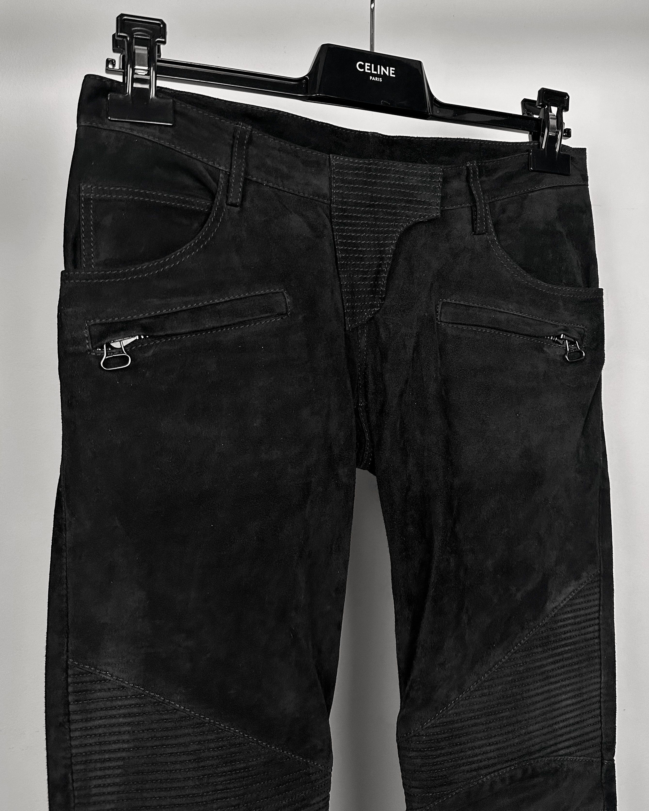 Balmain Balmain Suede Leather Flared Bootcut Biker Jeans Size US 27 - 4 Thumbnail