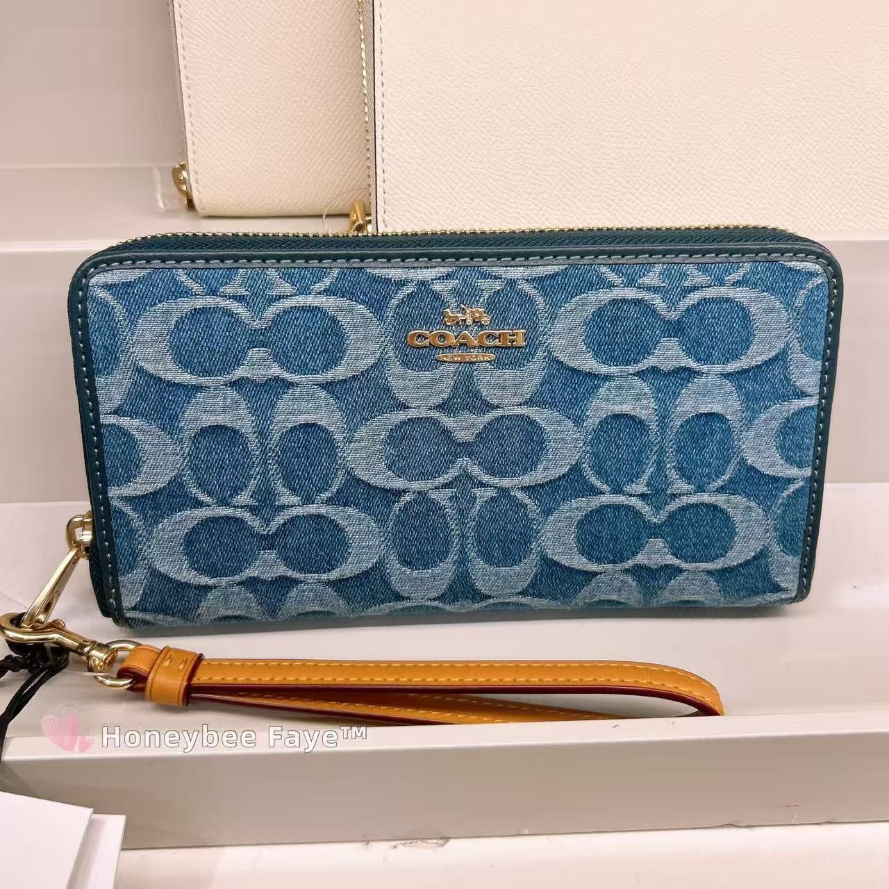 Coach Long Zip Around Wallet In Signature Denim CDE93 Size ONE SIZE - 6 Thumbnail