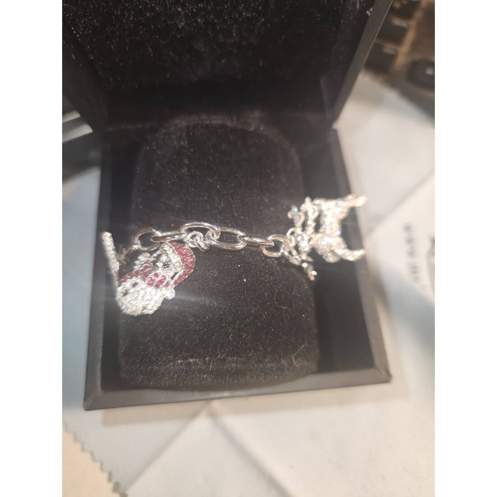 image of Unbrnd Nadrijeweled Charm Bracelet, Silver Tone, 5 Christmas Charms, Women's