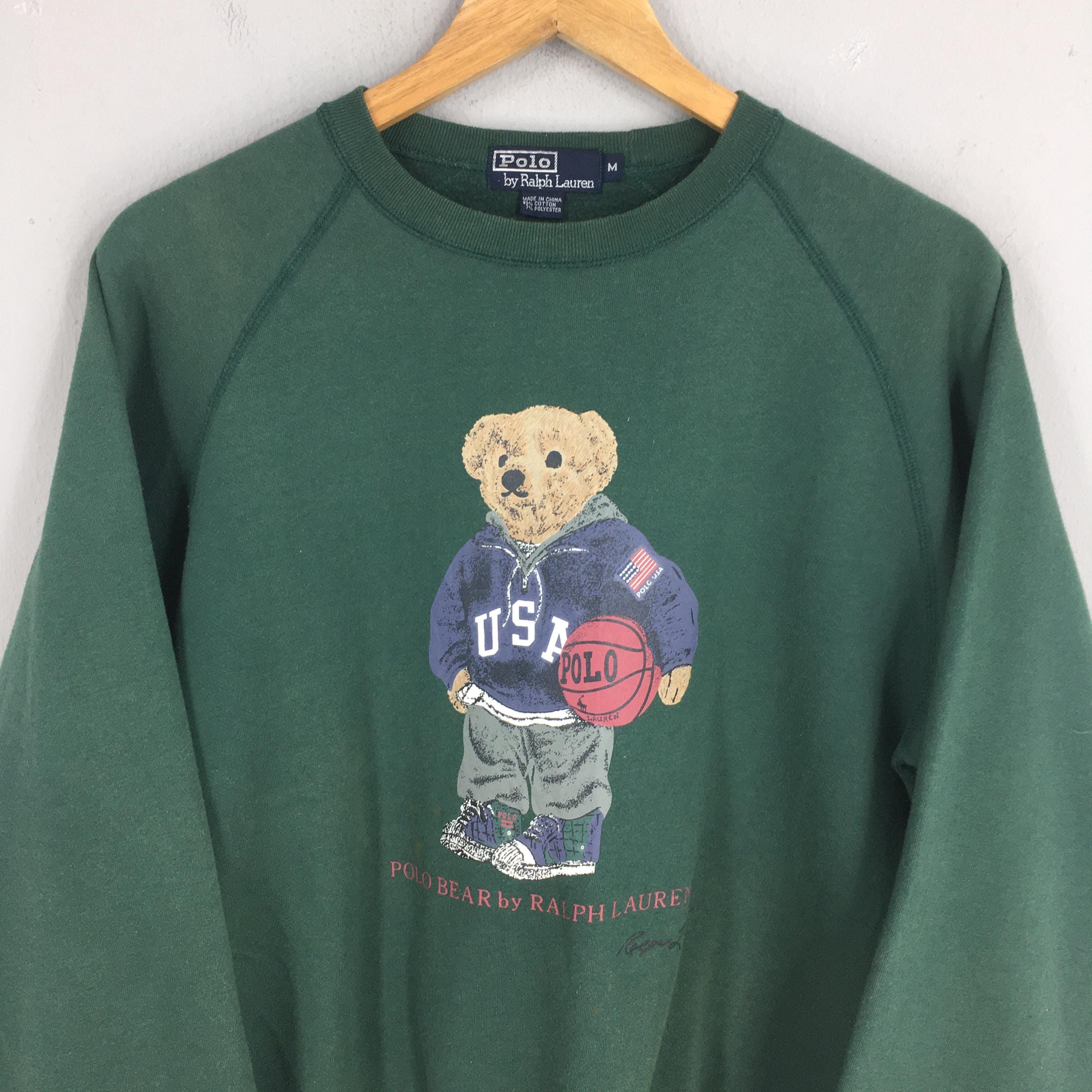 Polo Ralph Lauren × RRL Ralph Lauren × Ralph Lauren Vintage 90s Polo Bear Ralph Lauren Green Sweatshirt Medium Size US M / EU 48-50 / 2 - 2 Thumbnail