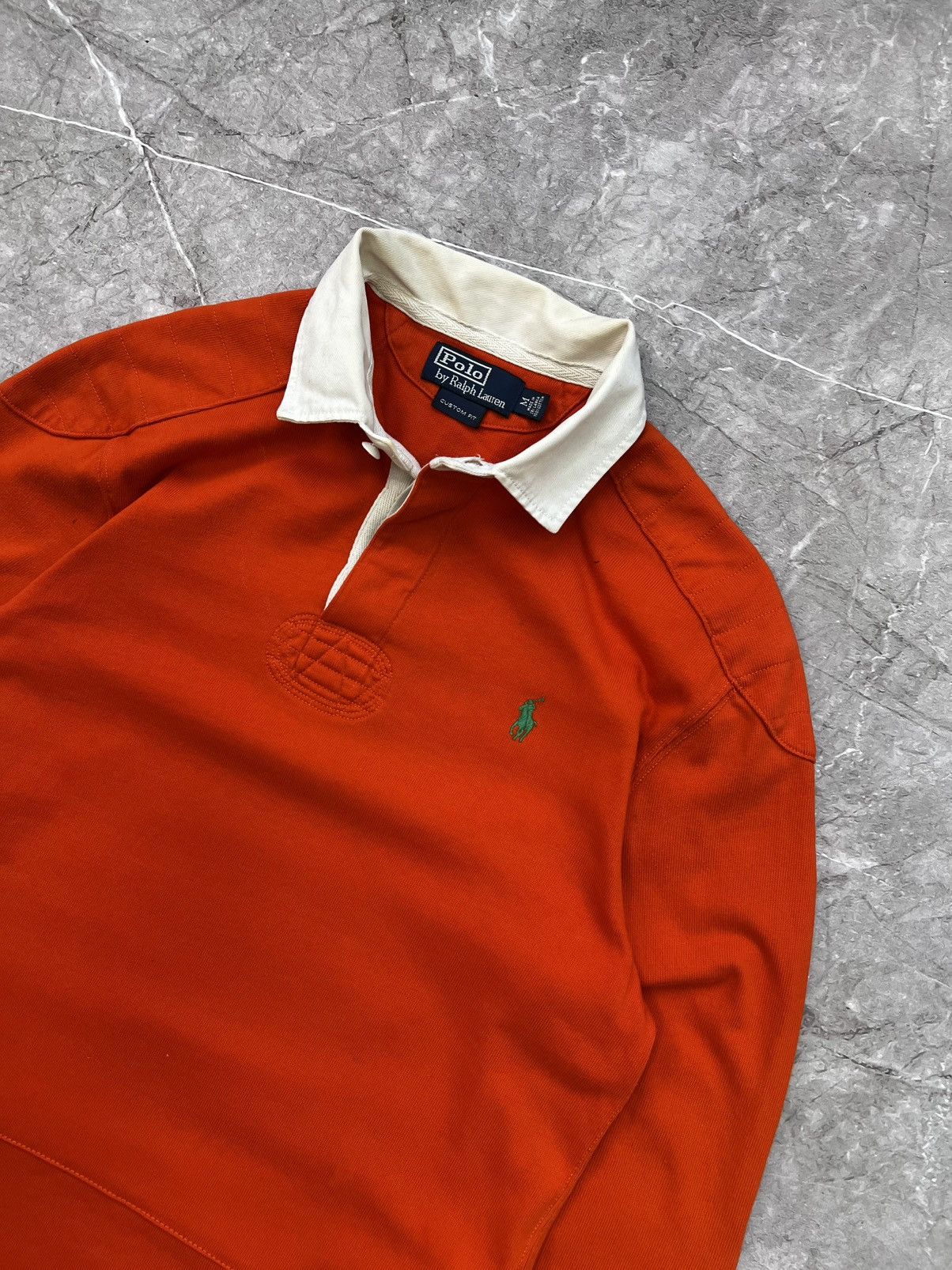 Polo Ralph Lauren × Vintage VINTAGE POLO RAPLPH ORANGE HEAVY RUGBY LONG SLEEVE Size US M / EU 48-50 / 2 - 2 Thumbnail