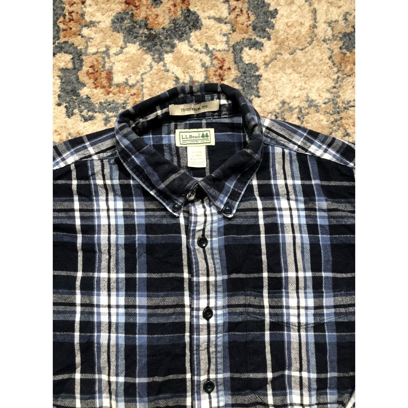 Vintage VINTAGE? LL Bean Shirt Mens Large Blue Plaid Flannel Button Down Traditional Fit Size US L / EU 52-54 / 3 - 2 Thumbnail